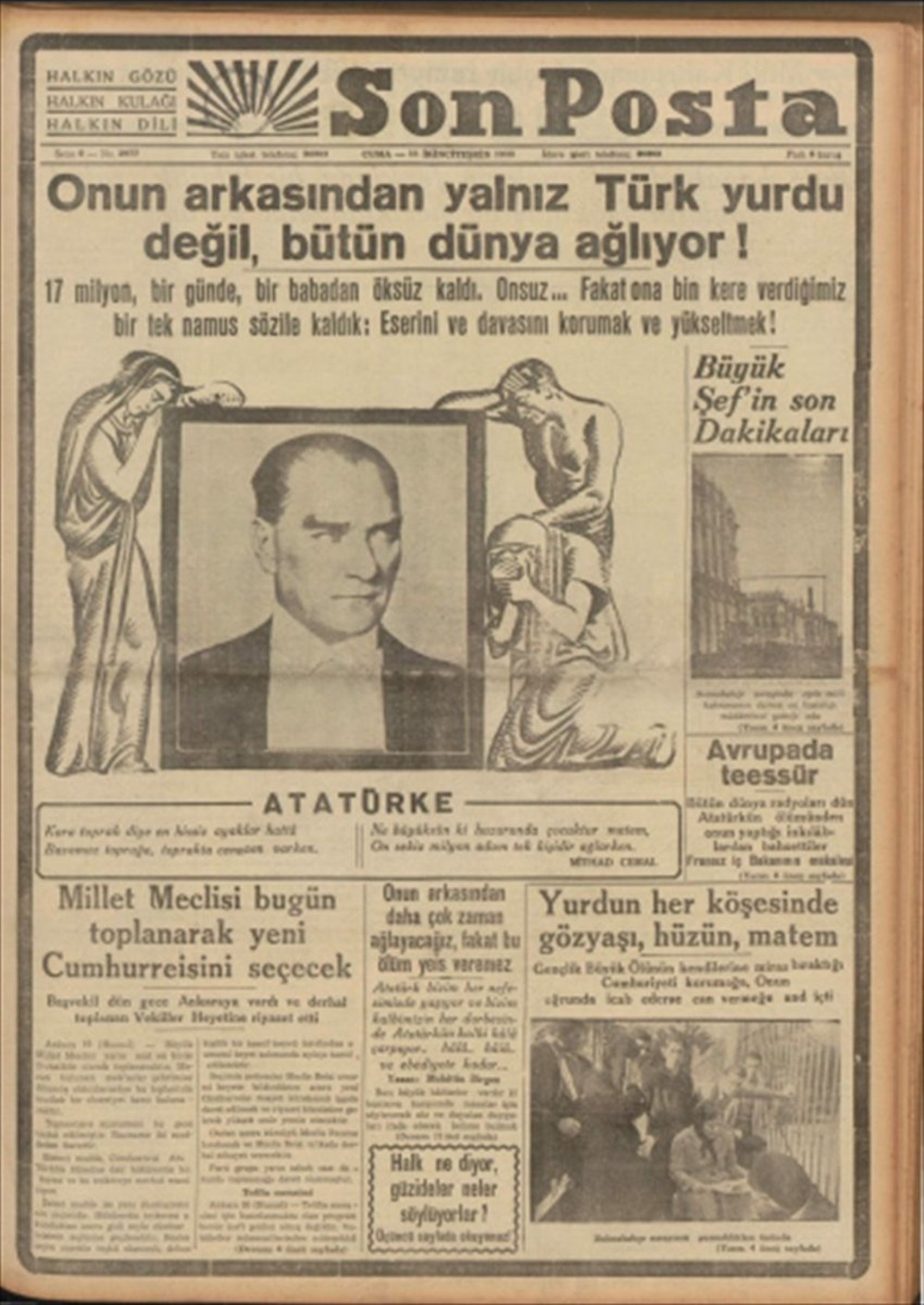 10 Kasım 1938 gazete manşetleri: Sen ölmezsin Atatürk!