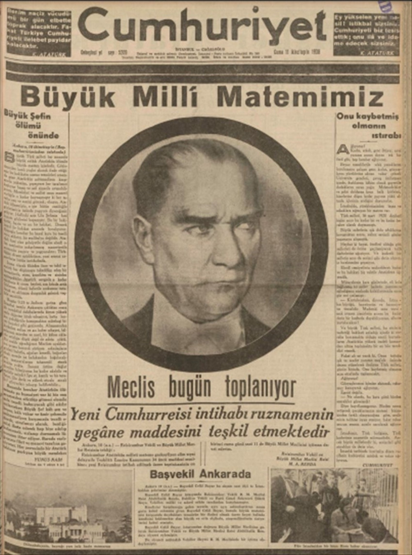 10 Kasım 1938 gazete manşetleri: Sen ölmezsin Atatürk!