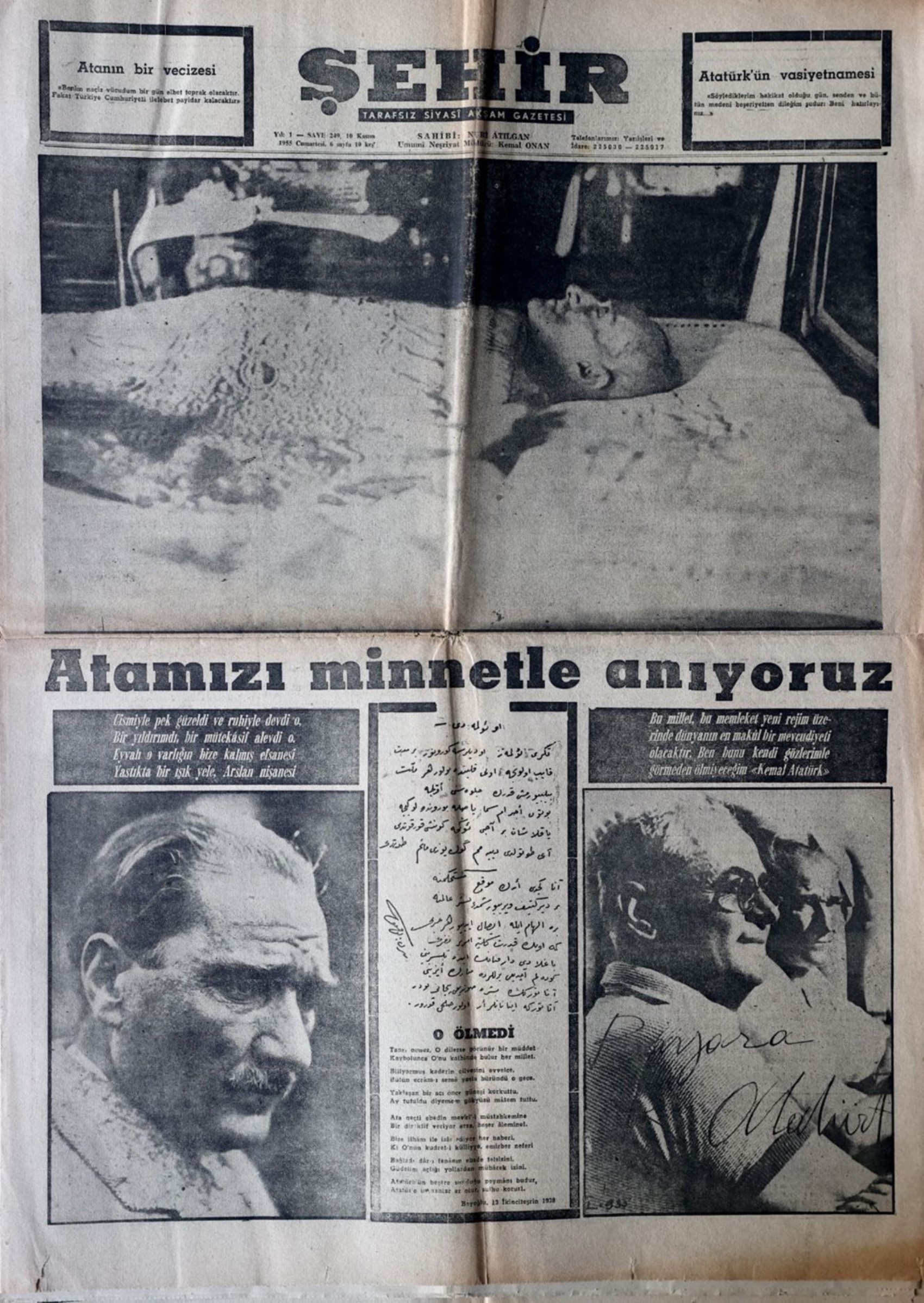 10 Kasım 1938 gazete manşetleri: Sen ölmezsin Atatürk!