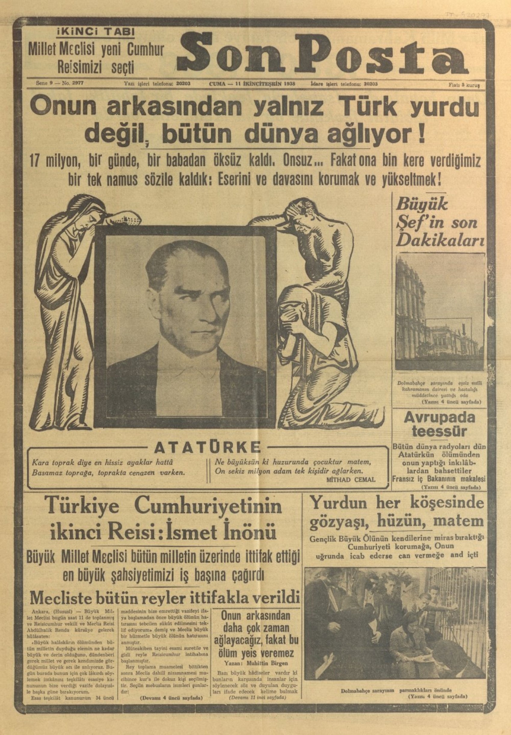 10 Kasım 1938 gazete manşetleri: Sen ölmezsin Atatürk!