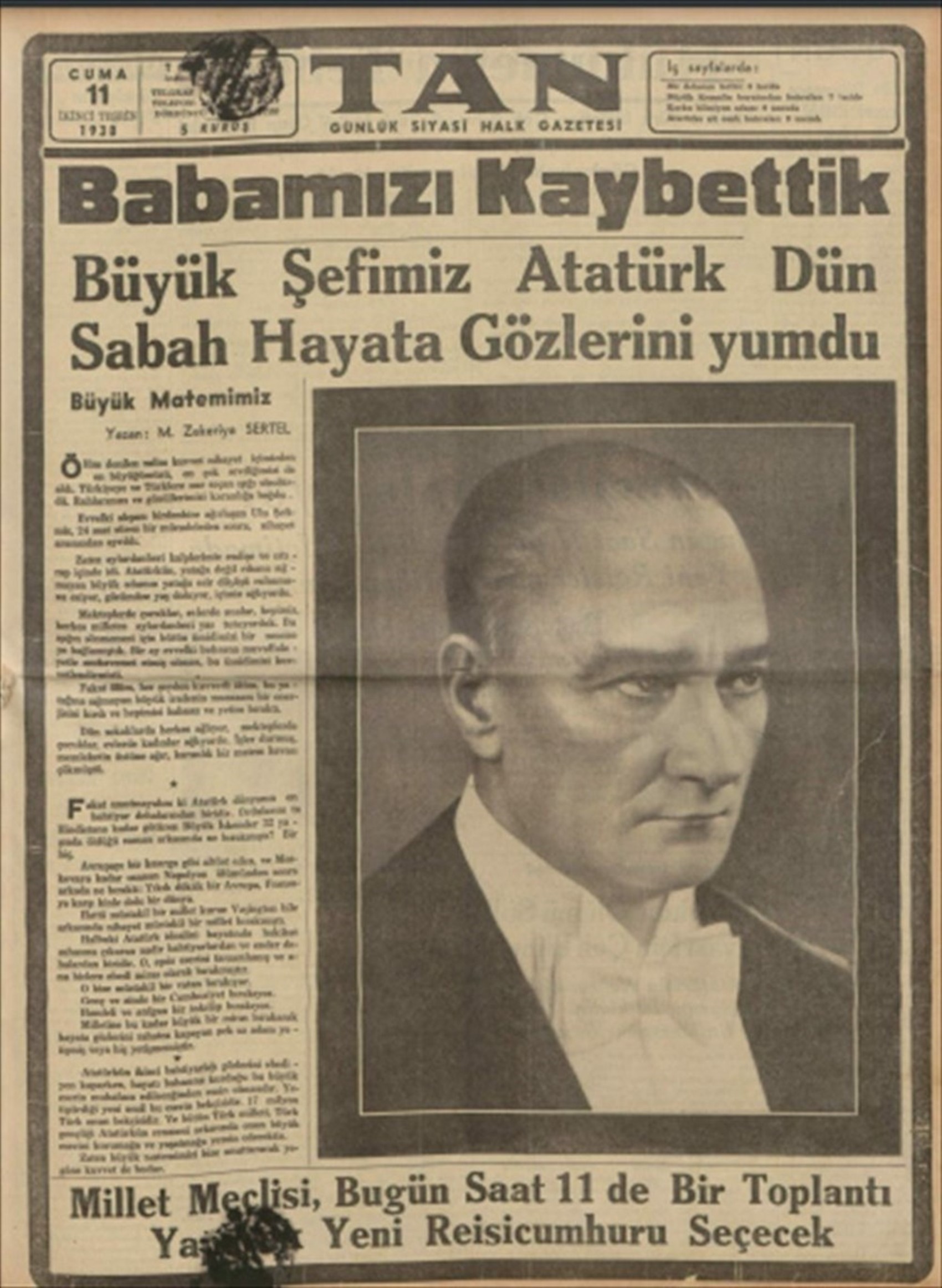 10 Kasım 1938 gazete manşetleri: Sen ölmezsin Atatürk!