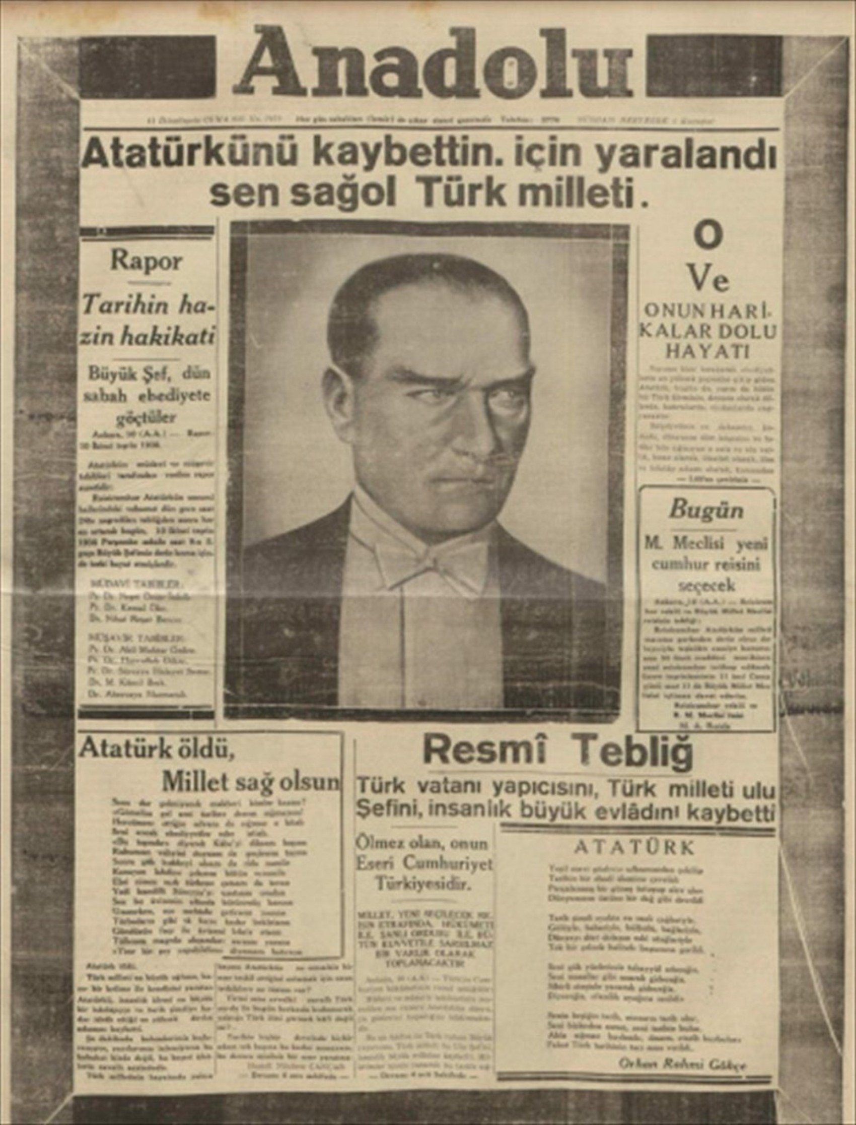 10 Kasım 1938 gazete manşetleri: Sen ölmezsin Atatürk!