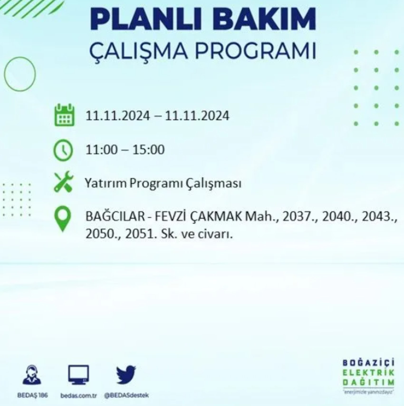 BEDAŞ açıkladı... İstanbul'da elektrik kesintisi: 11 Kasım'da hangi mahalleler etkilenecek?