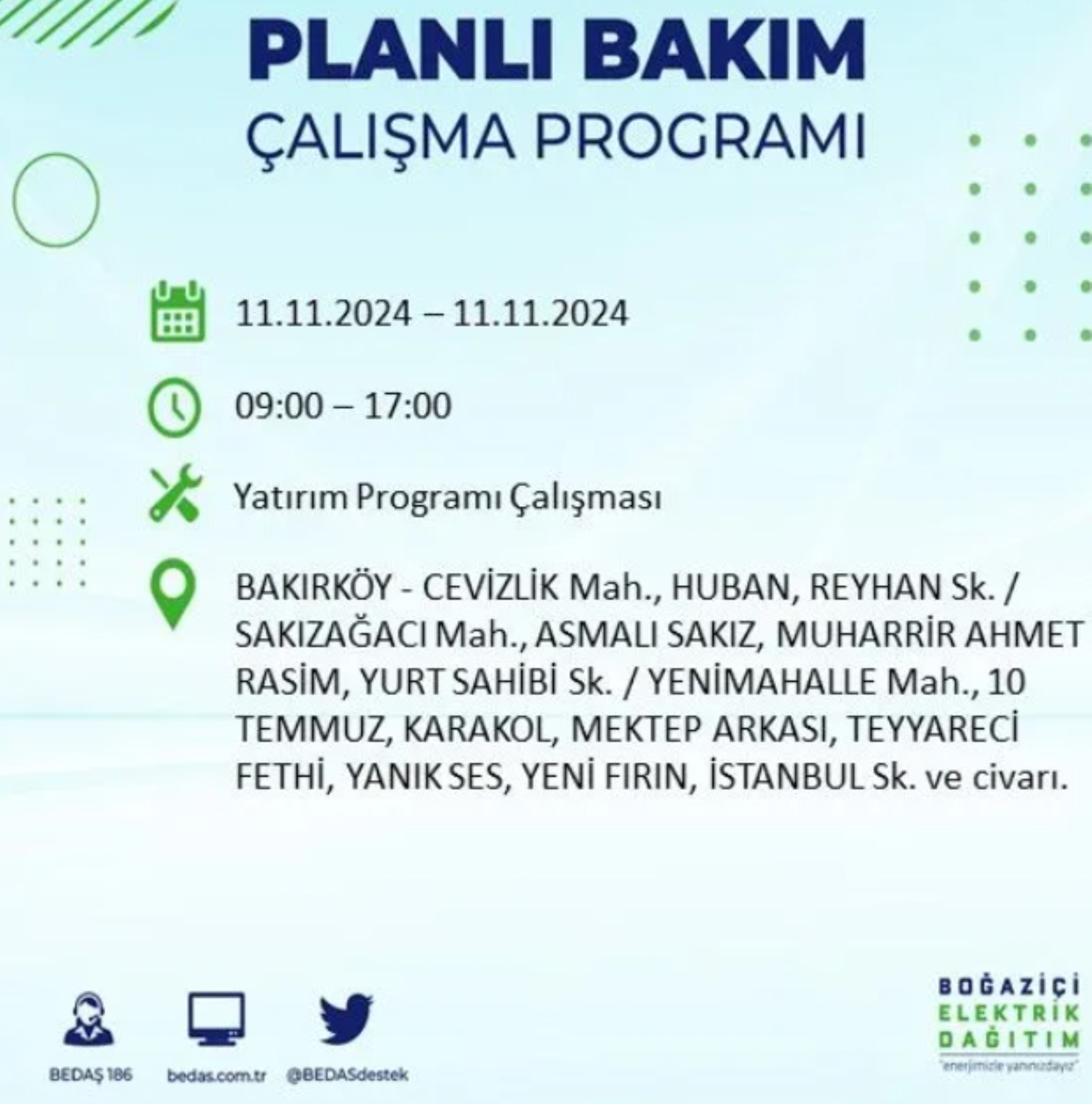 BEDAŞ açıkladı... İstanbul'da elektrik kesintisi: 11 Kasım'da hangi mahalleler etkilenecek?