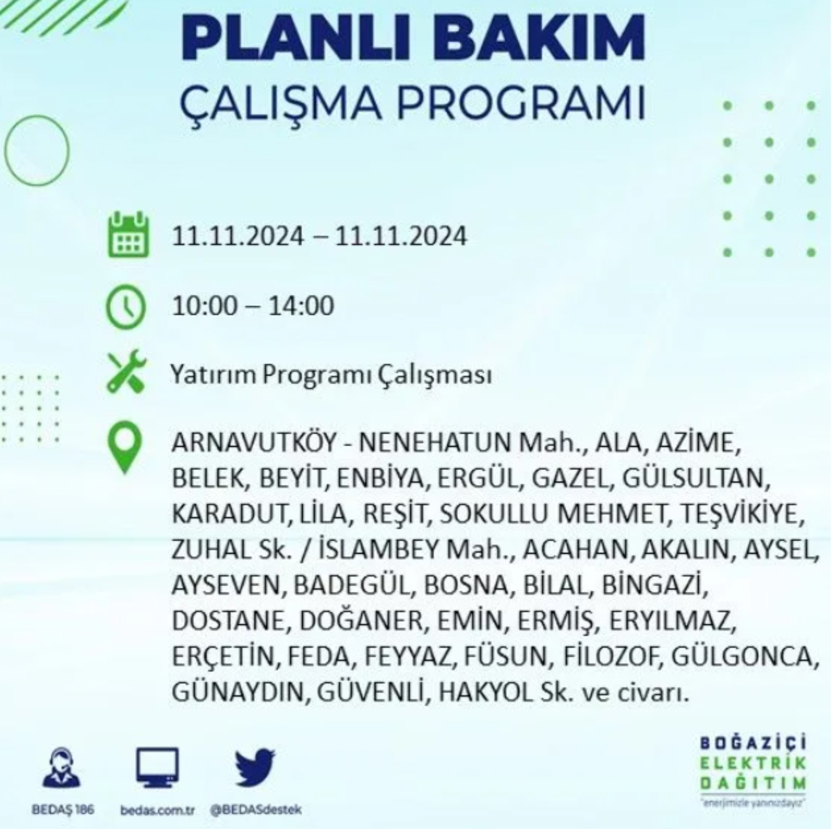 BEDAŞ açıkladı... İstanbul'da elektrik kesintisi: 11 Kasım'da hangi mahalleler etkilenecek?