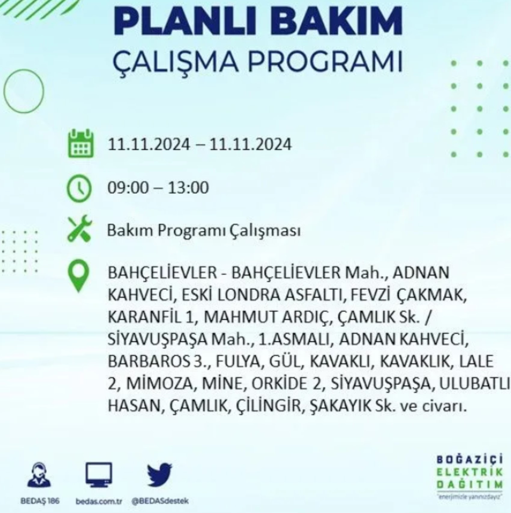 BEDAŞ açıkladı... İstanbul'da elektrik kesintisi: 11 Kasım'da hangi mahalleler etkilenecek?