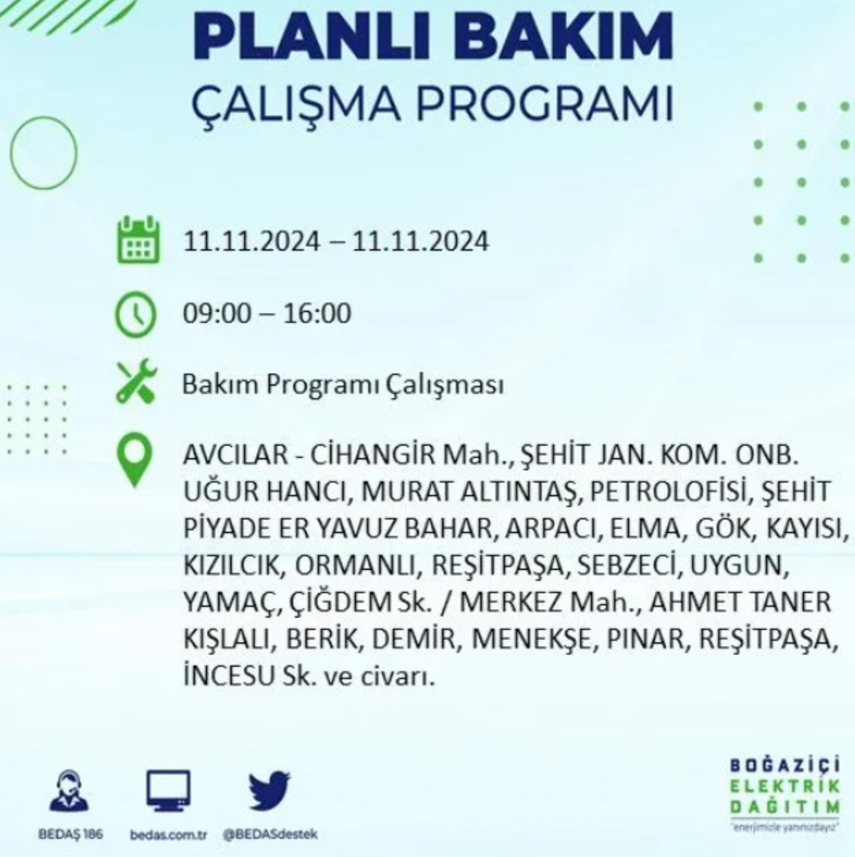 BEDAŞ açıkladı... İstanbul'da elektrik kesintisi: 11 Kasım'da hangi mahalleler etkilenecek?