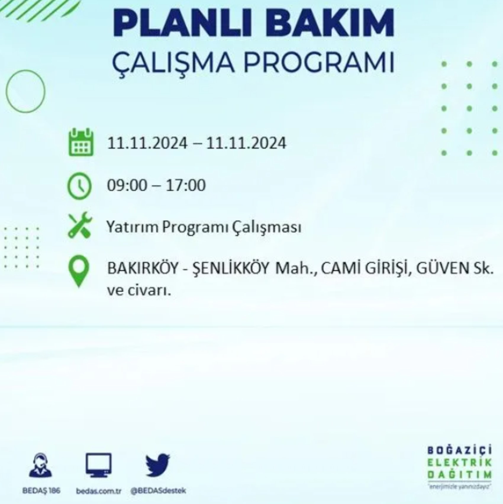 BEDAŞ açıkladı... İstanbul'da elektrik kesintisi: 11 Kasım'da hangi mahalleler etkilenecek?