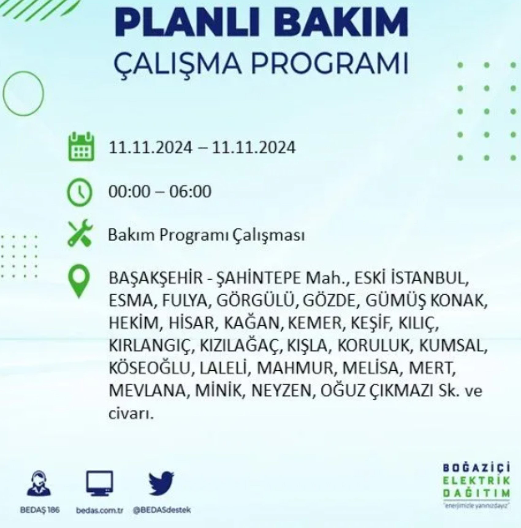 BEDAŞ açıkladı... İstanbul'da elektrik kesintisi: 11 Kasım'da hangi mahalleler etkilenecek?