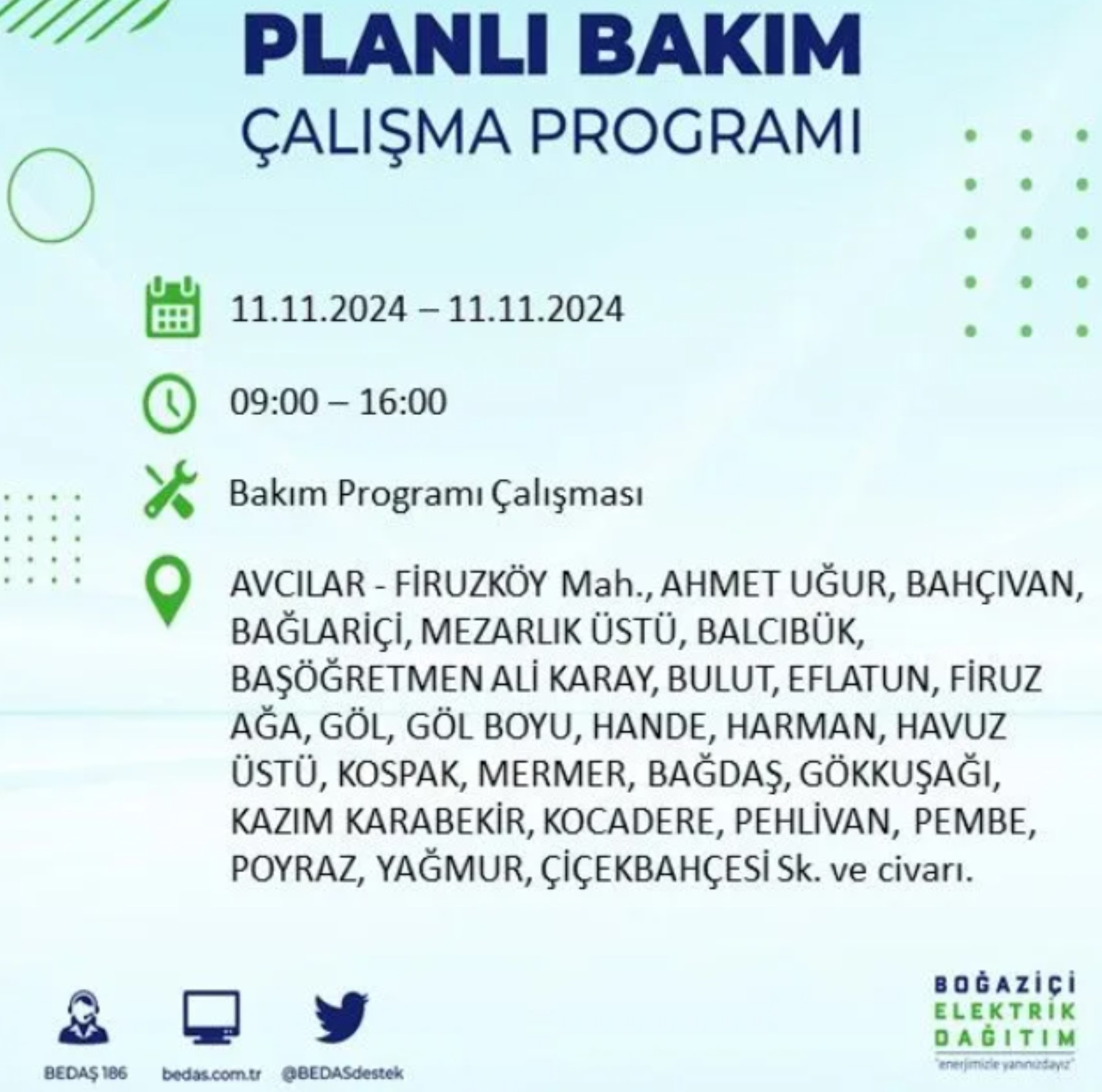 BEDAŞ açıkladı... İstanbul'da elektrik kesintisi: 11 Kasım'da hangi mahalleler etkilenecek?