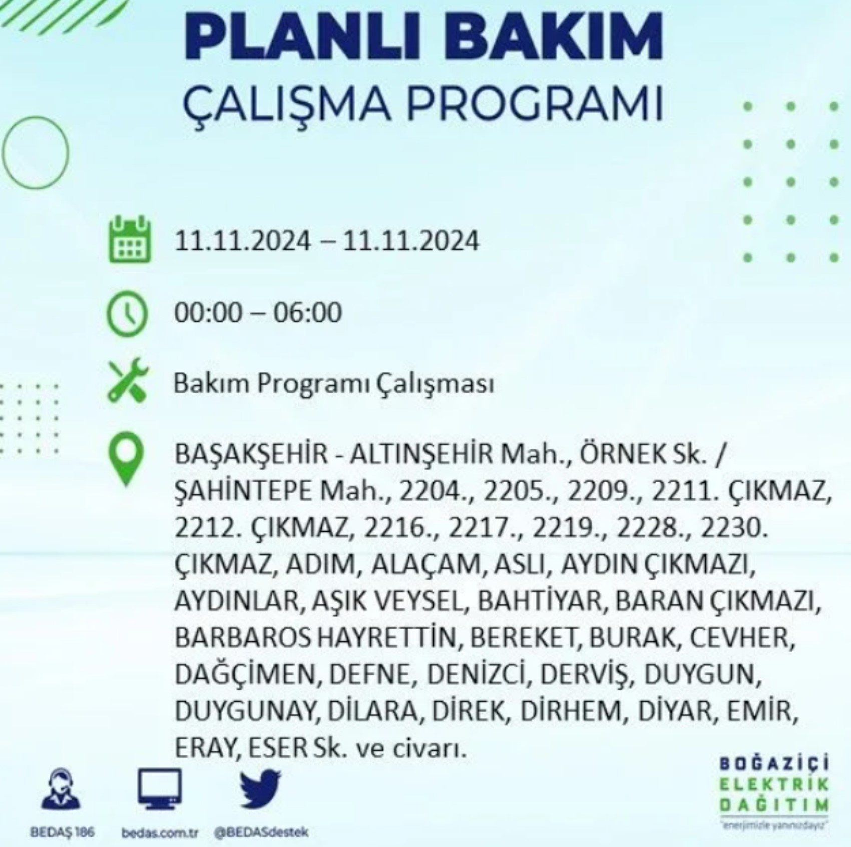 BEDAŞ açıkladı... İstanbul'da elektrik kesintisi: 11 Kasım'da hangi mahalleler etkilenecek?