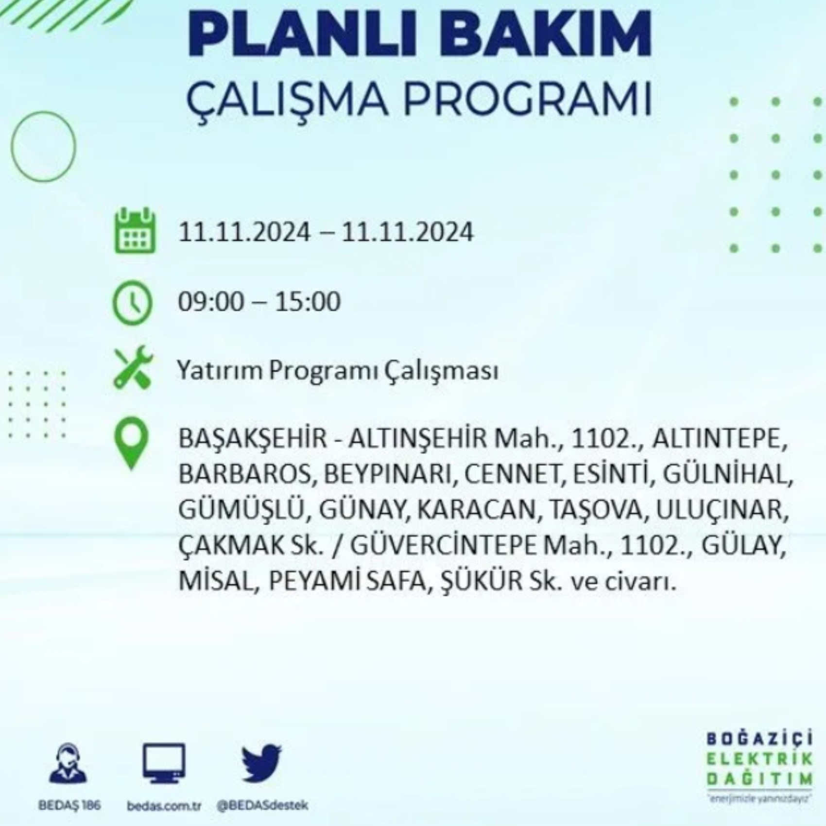 BEDAŞ açıkladı... İstanbul'da elektrik kesintisi: 11 Kasım'da hangi mahalleler etkilenecek?