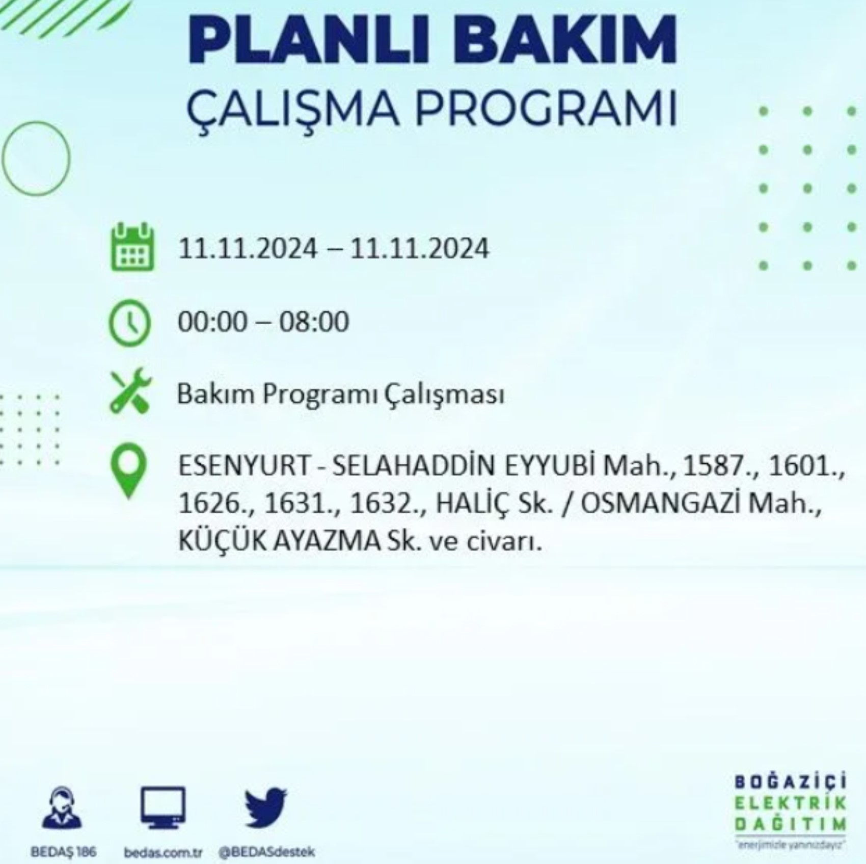 BEDAŞ açıkladı... İstanbul'da elektrik kesintisi: 11 Kasım'da hangi mahalleler etkilenecek?