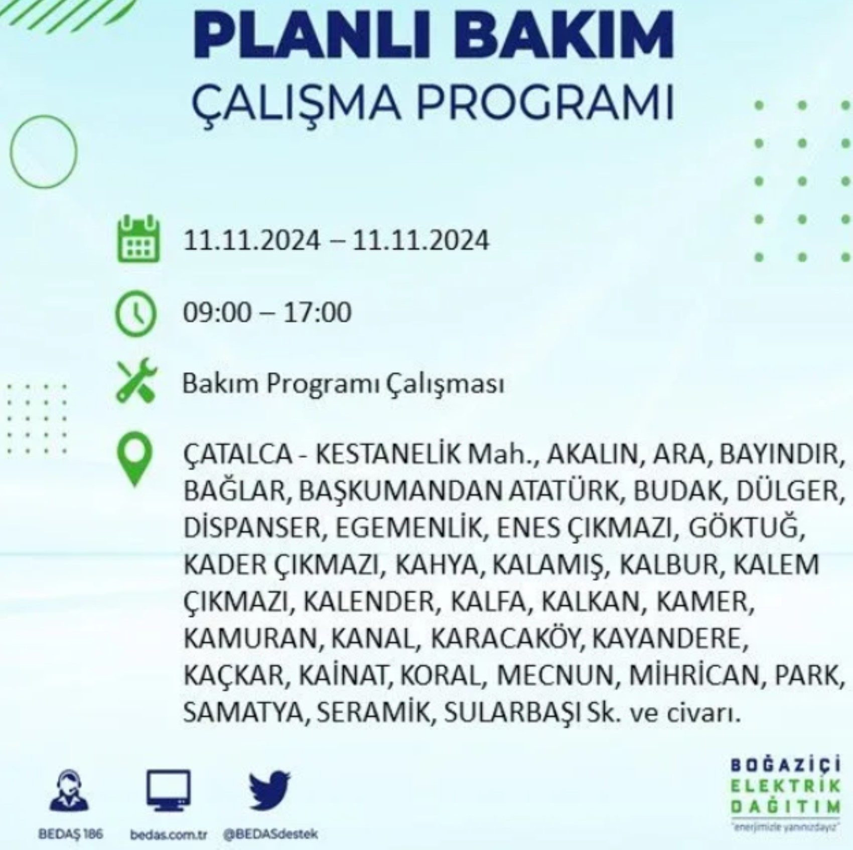 BEDAŞ açıkladı... İstanbul'da elektrik kesintisi: 11 Kasım'da hangi mahalleler etkilenecek?