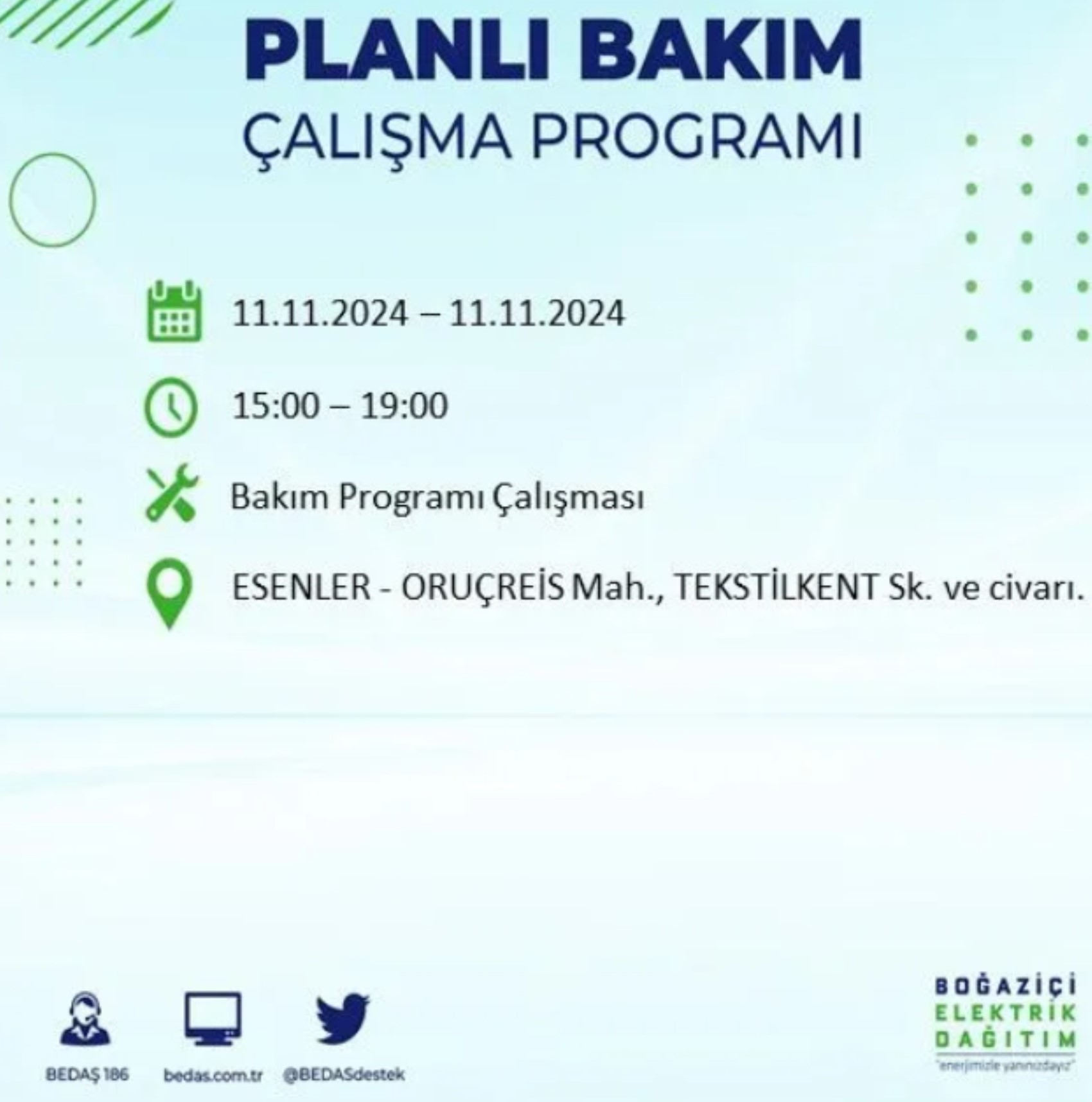 BEDAŞ açıkladı... İstanbul'da elektrik kesintisi: 11 Kasım'da hangi mahalleler etkilenecek?