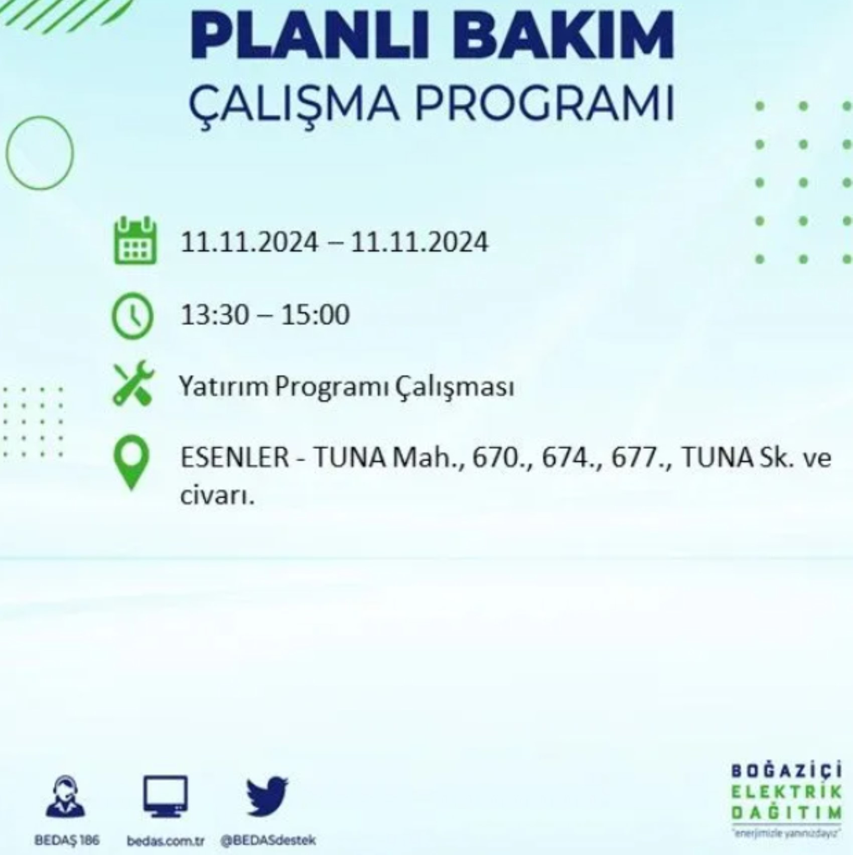 BEDAŞ açıkladı... İstanbul'da elektrik kesintisi: 11 Kasım'da hangi mahalleler etkilenecek?