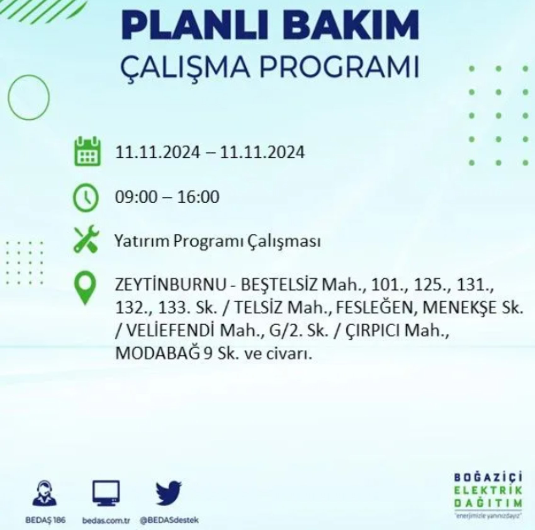 BEDAŞ açıkladı... İstanbul'da elektrik kesintisi: 11 Kasım'da hangi mahalleler etkilenecek?