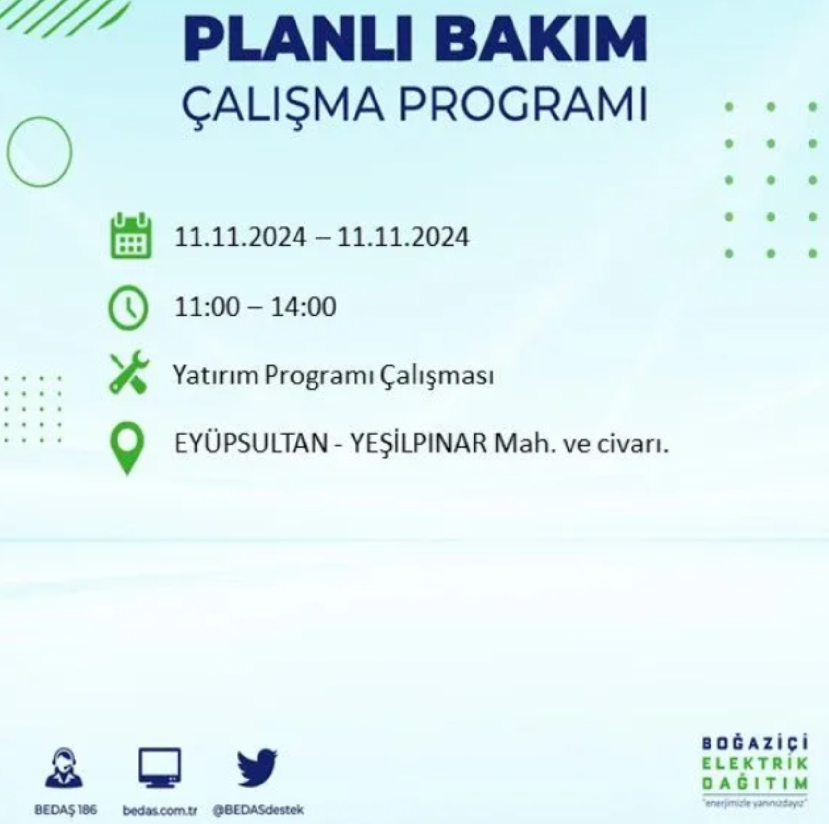 BEDAŞ açıkladı... İstanbul'da elektrik kesintisi: 11 Kasım'da hangi mahalleler etkilenecek?