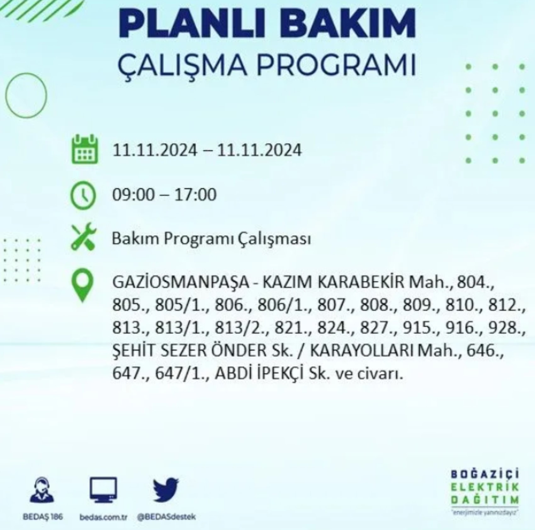 BEDAŞ açıkladı... İstanbul'da elektrik kesintisi: 11 Kasım'da hangi mahalleler etkilenecek?