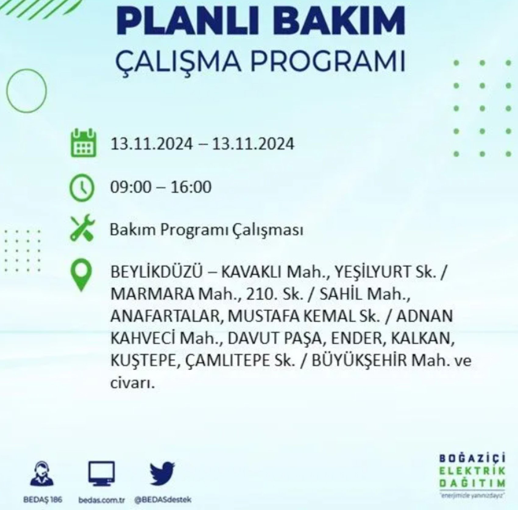 BEDAŞ açıkladı... İstanbul'da elektrik kesintisi: 13 Kasım'da hangi mahalleler etkilenecek?