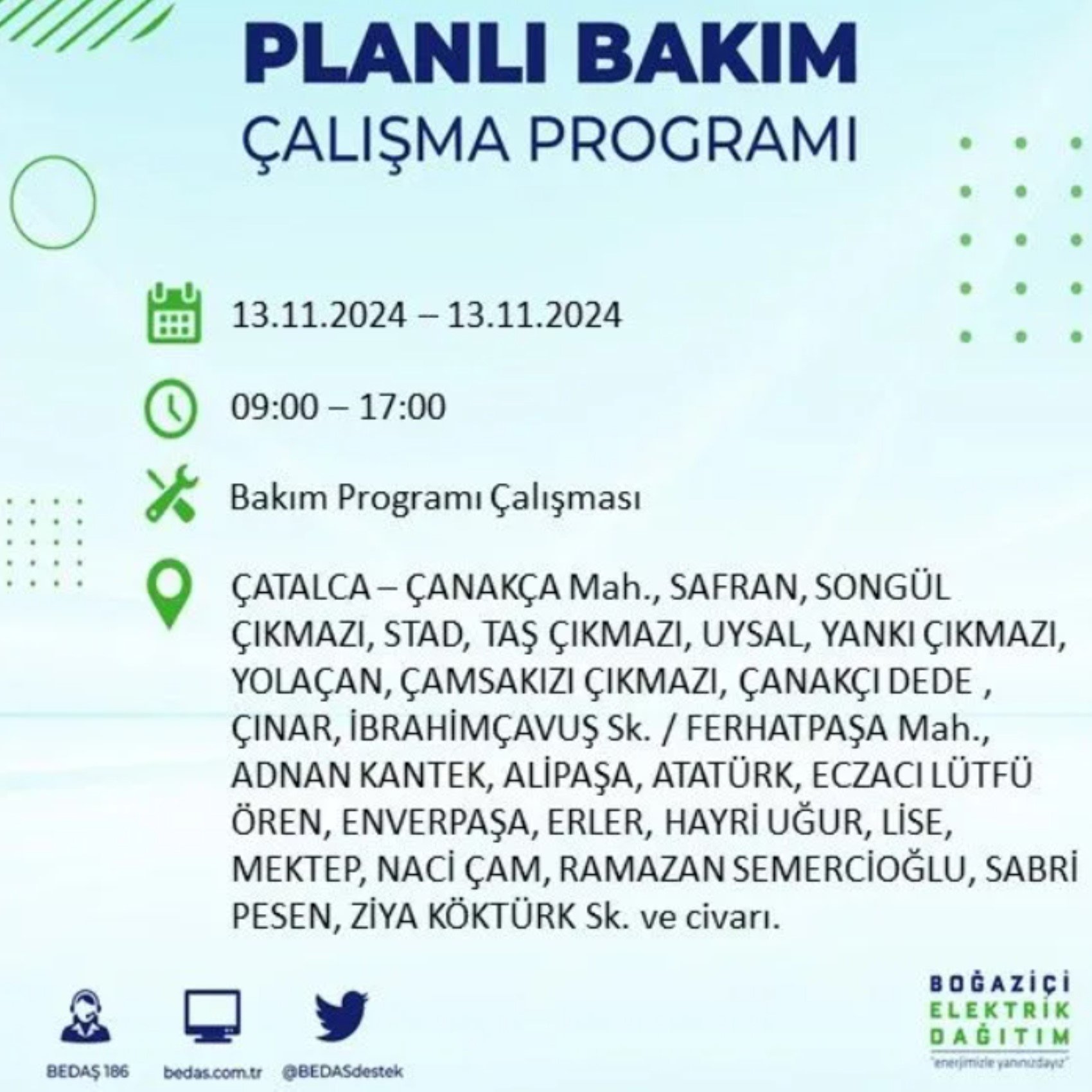 BEDAŞ açıkladı... İstanbul'da elektrik kesintisi: 13 Kasım'da hangi mahalleler etkilenecek?