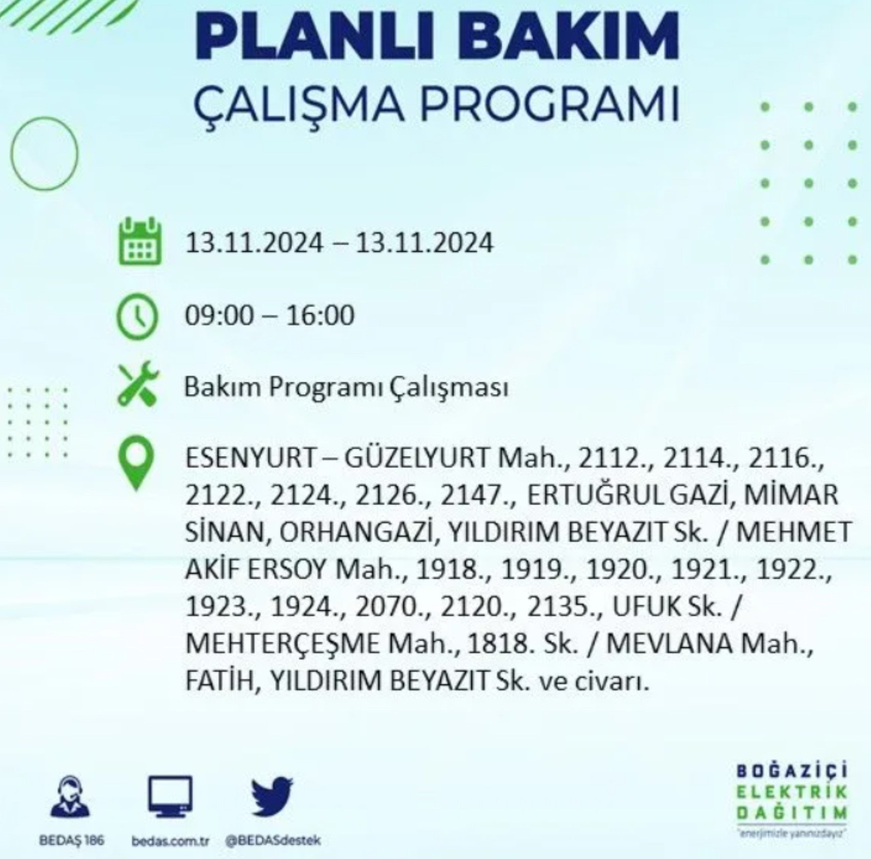 BEDAŞ açıkladı... İstanbul'da elektrik kesintisi: 13 Kasım'da hangi mahalleler etkilenecek?