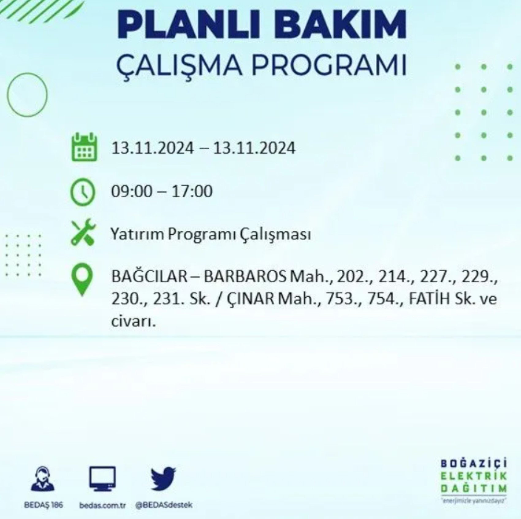 BEDAŞ açıkladı... İstanbul'da elektrik kesintisi: 13 Kasım'da hangi mahalleler etkilenecek?