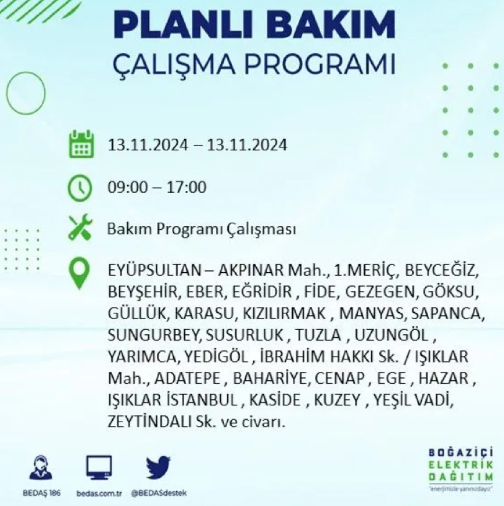 BEDAŞ açıkladı... İstanbul'da elektrik kesintisi: 13 Kasım'da hangi mahalleler etkilenecek?