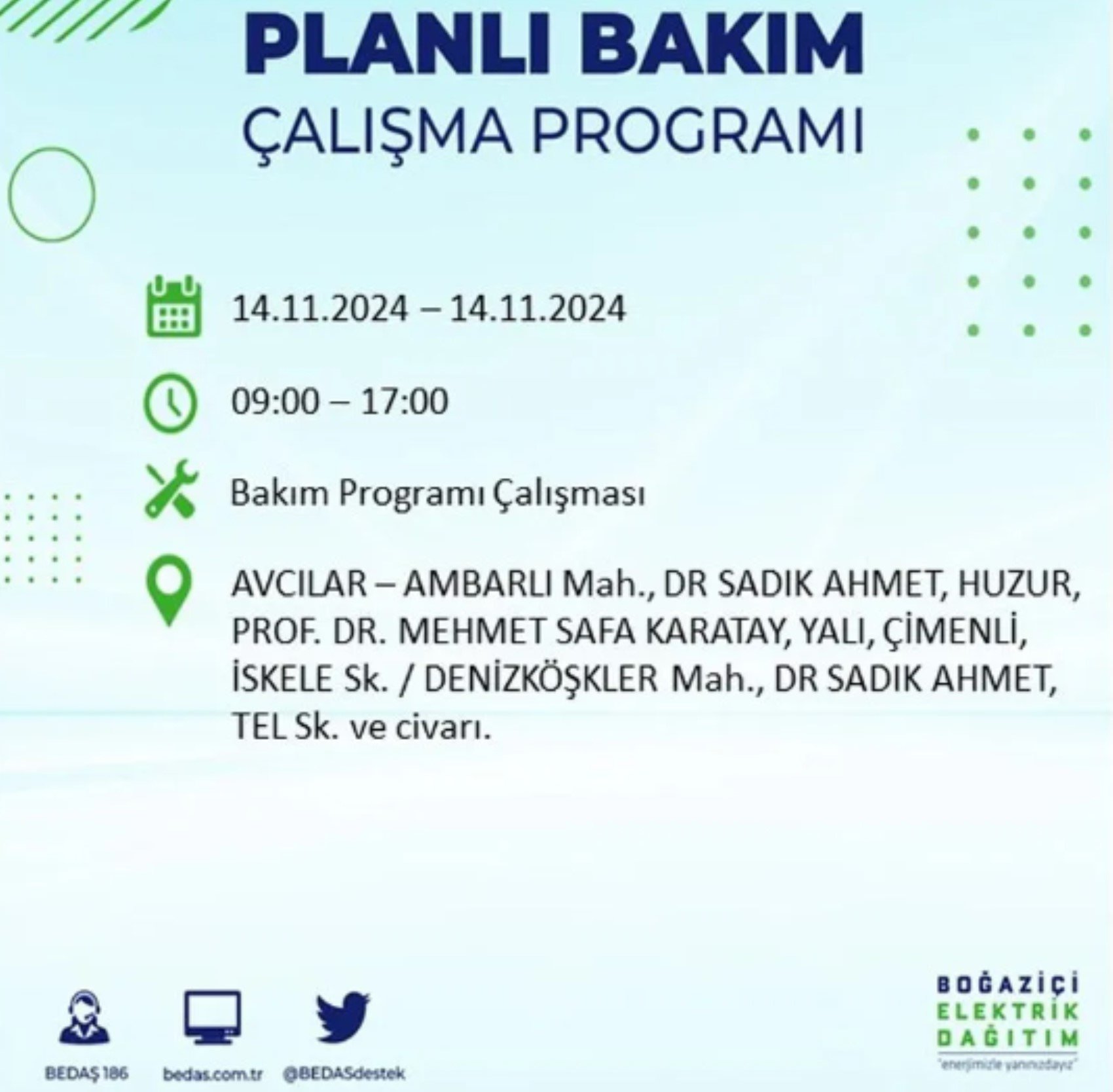 BEDAŞ açıkladı... İstanbul'da elektrik kesintisi: 14 Kasım'da hangi mahalleler etkilenecek?