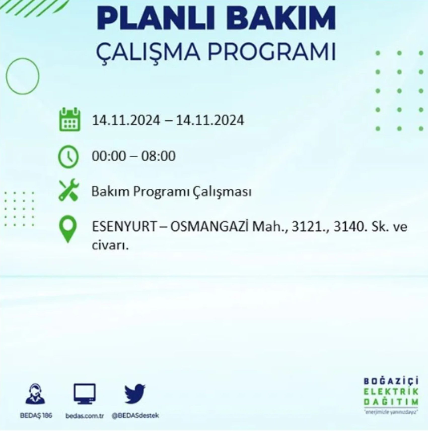 BEDAŞ açıkladı... İstanbul'da elektrik kesintisi: 14 Kasım'da hangi mahalleler etkilenecek?