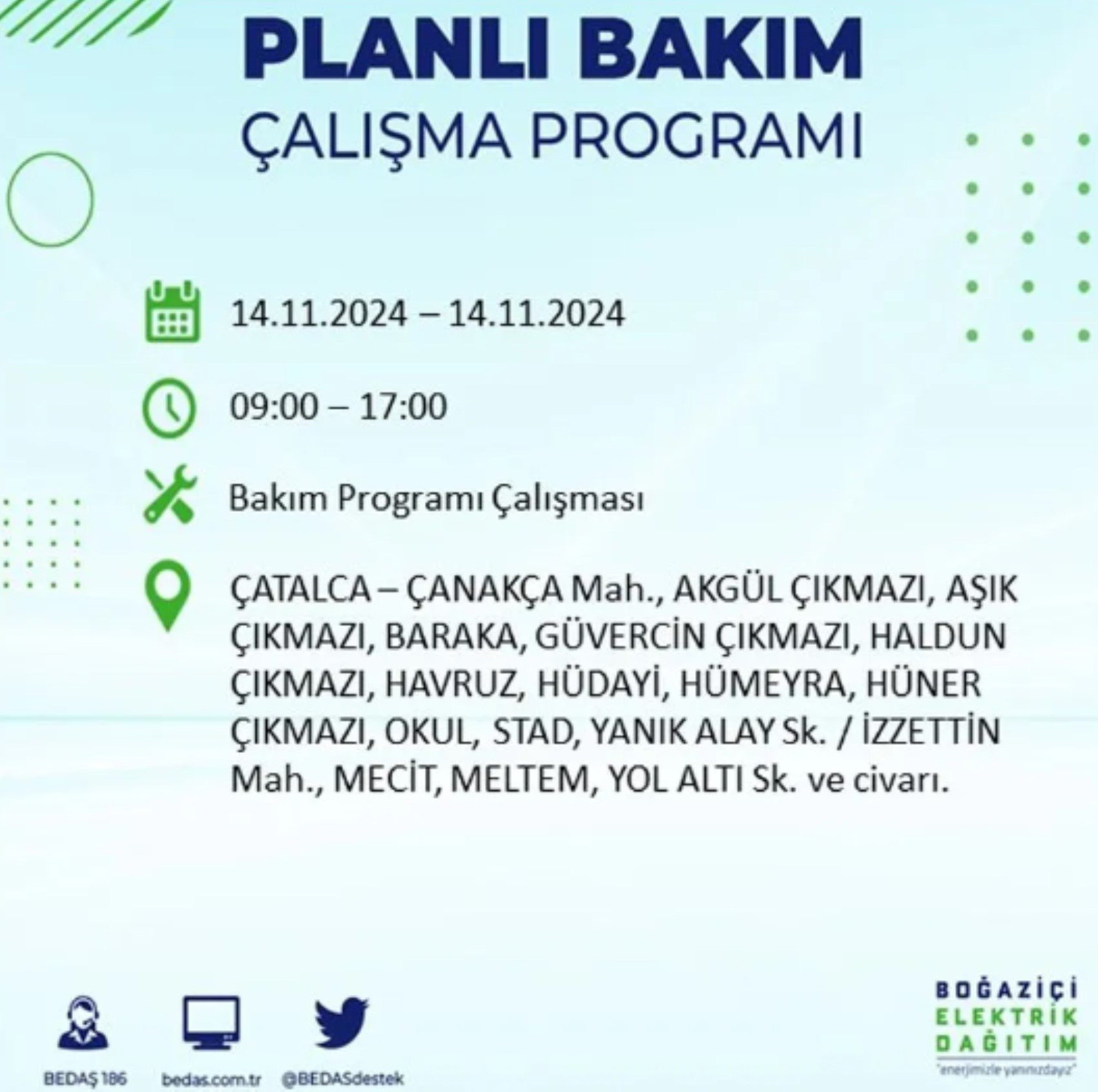 BEDAŞ açıkladı... İstanbul'da elektrik kesintisi: 14 Kasım'da hangi mahalleler etkilenecek?