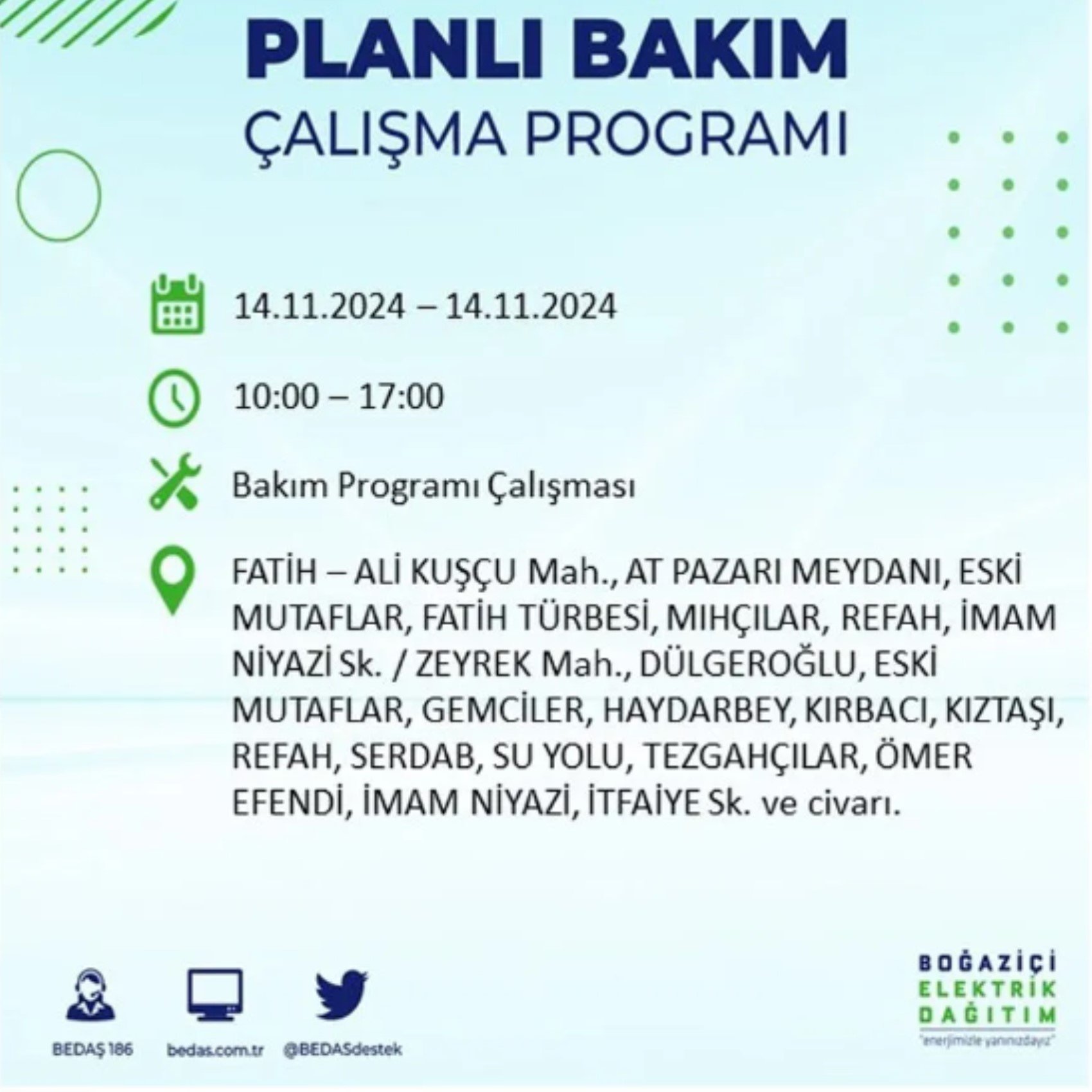 BEDAŞ açıkladı... İstanbul'da elektrik kesintisi: 14 Kasım'da hangi mahalleler etkilenecek?