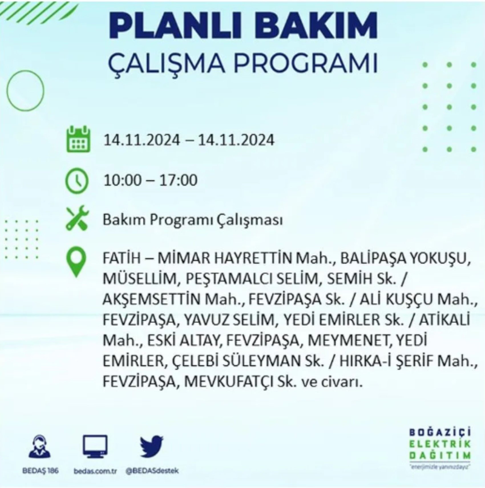 BEDAŞ açıkladı... İstanbul'da elektrik kesintisi: 14 Kasım'da hangi mahalleler etkilenecek?