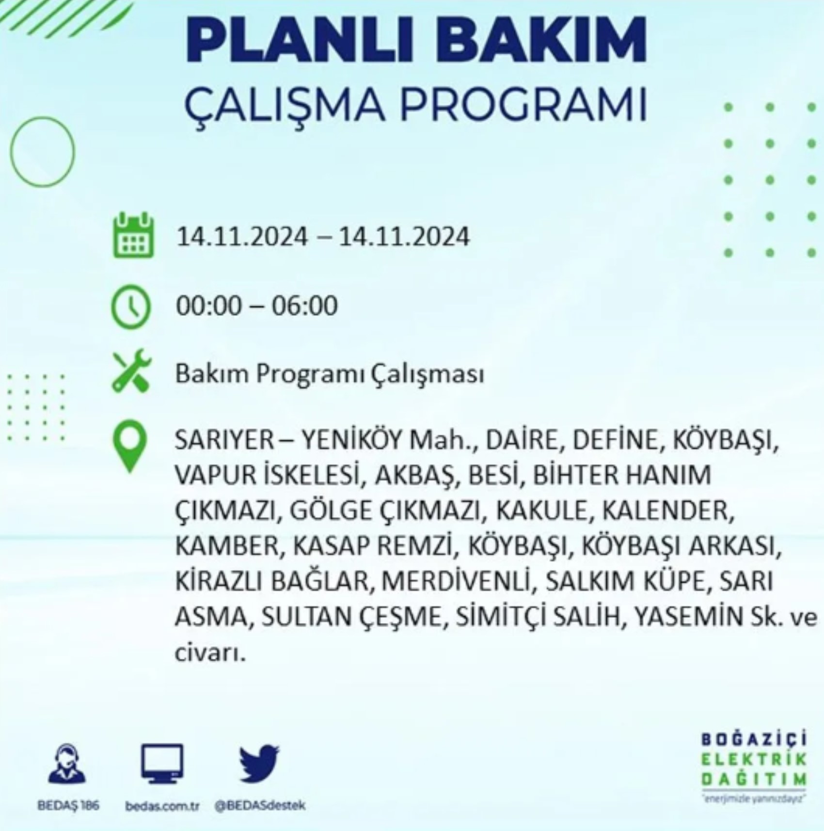 BEDAŞ açıkladı... İstanbul'da elektrik kesintisi: 14 Kasım'da hangi mahalleler etkilenecek?