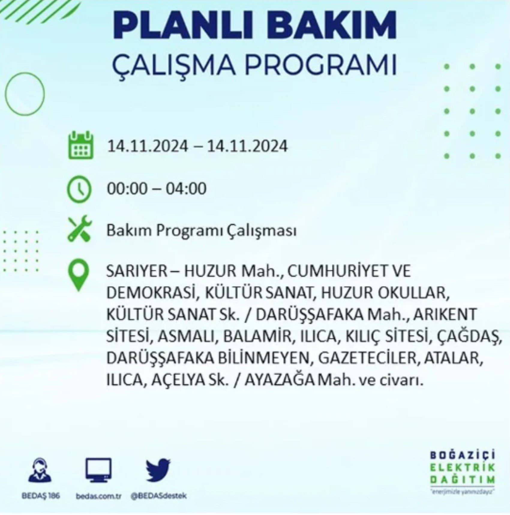 BEDAŞ açıkladı... İstanbul'da elektrik kesintisi: 14 Kasım'da hangi mahalleler etkilenecek?