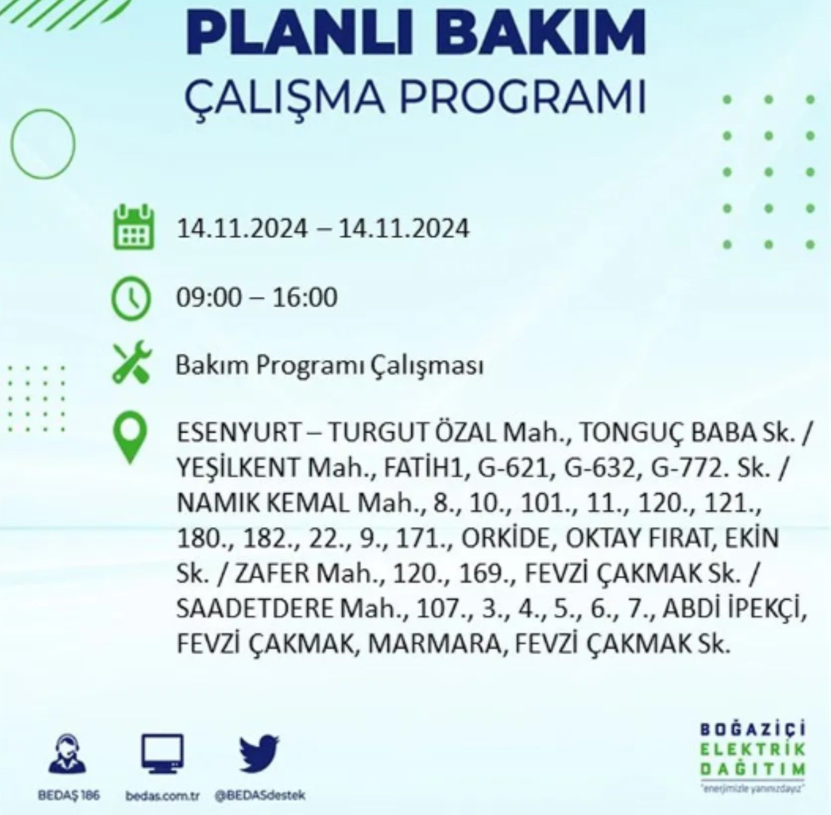 BEDAŞ açıkladı... İstanbul'da elektrik kesintisi: 14 Kasım'da hangi mahalleler etkilenecek?