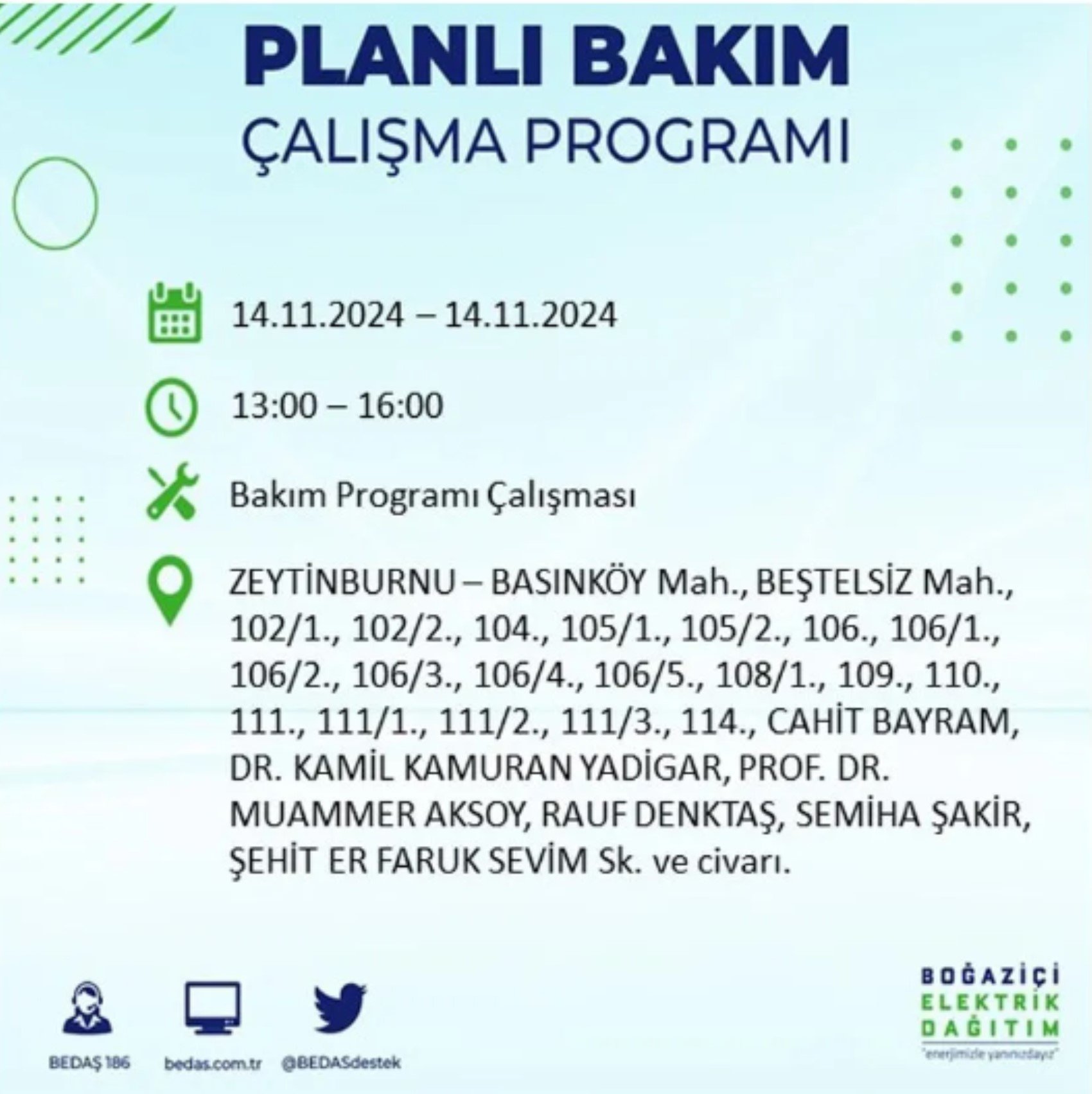 BEDAŞ açıkladı... İstanbul'da elektrik kesintisi: 14 Kasım'da hangi mahalleler etkilenecek?