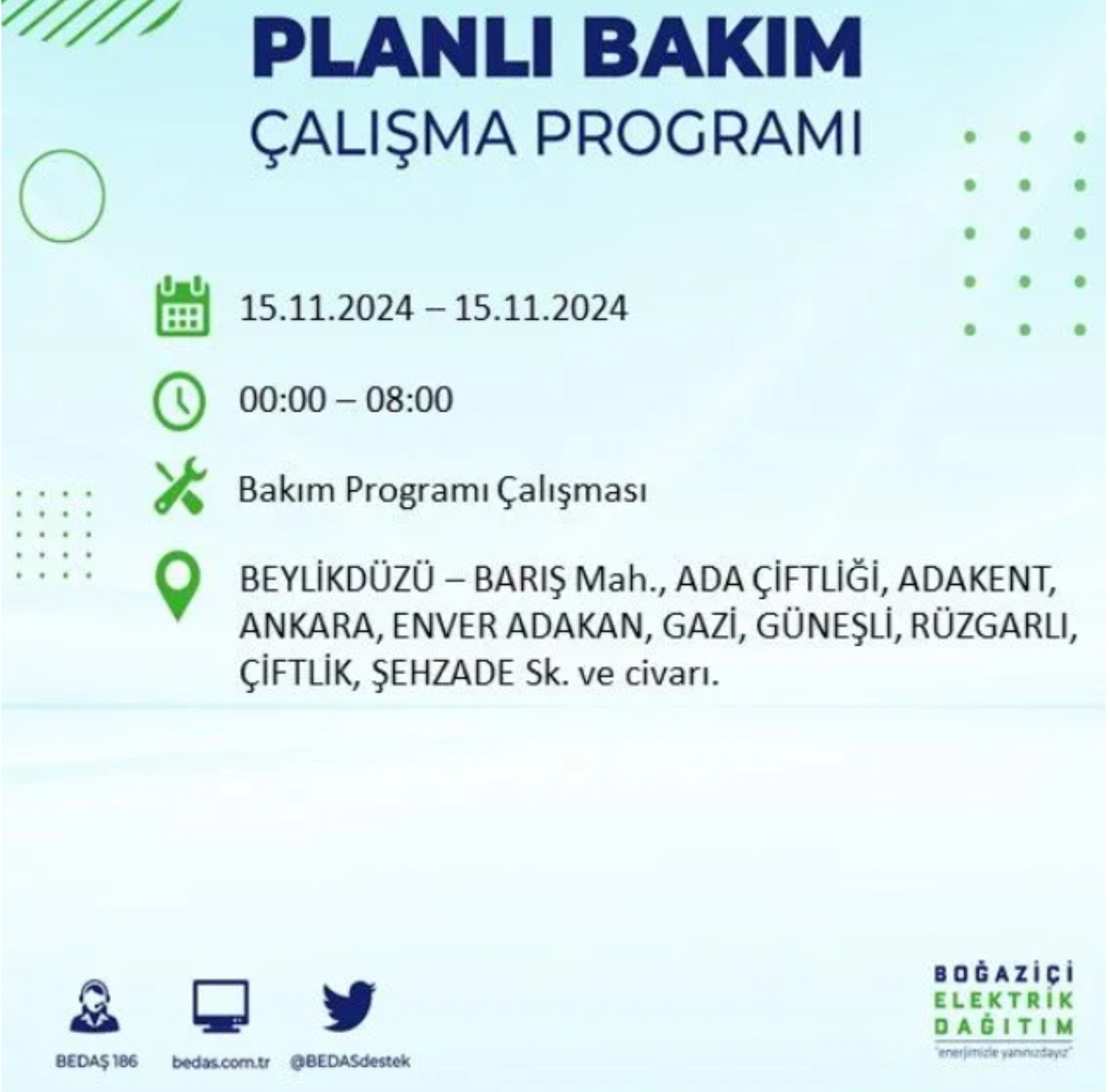 BEDAŞ açıkladı... İstanbul'da elektrik kesintisi: 15 Kasım'da hangi mahalleler etkilenecek?