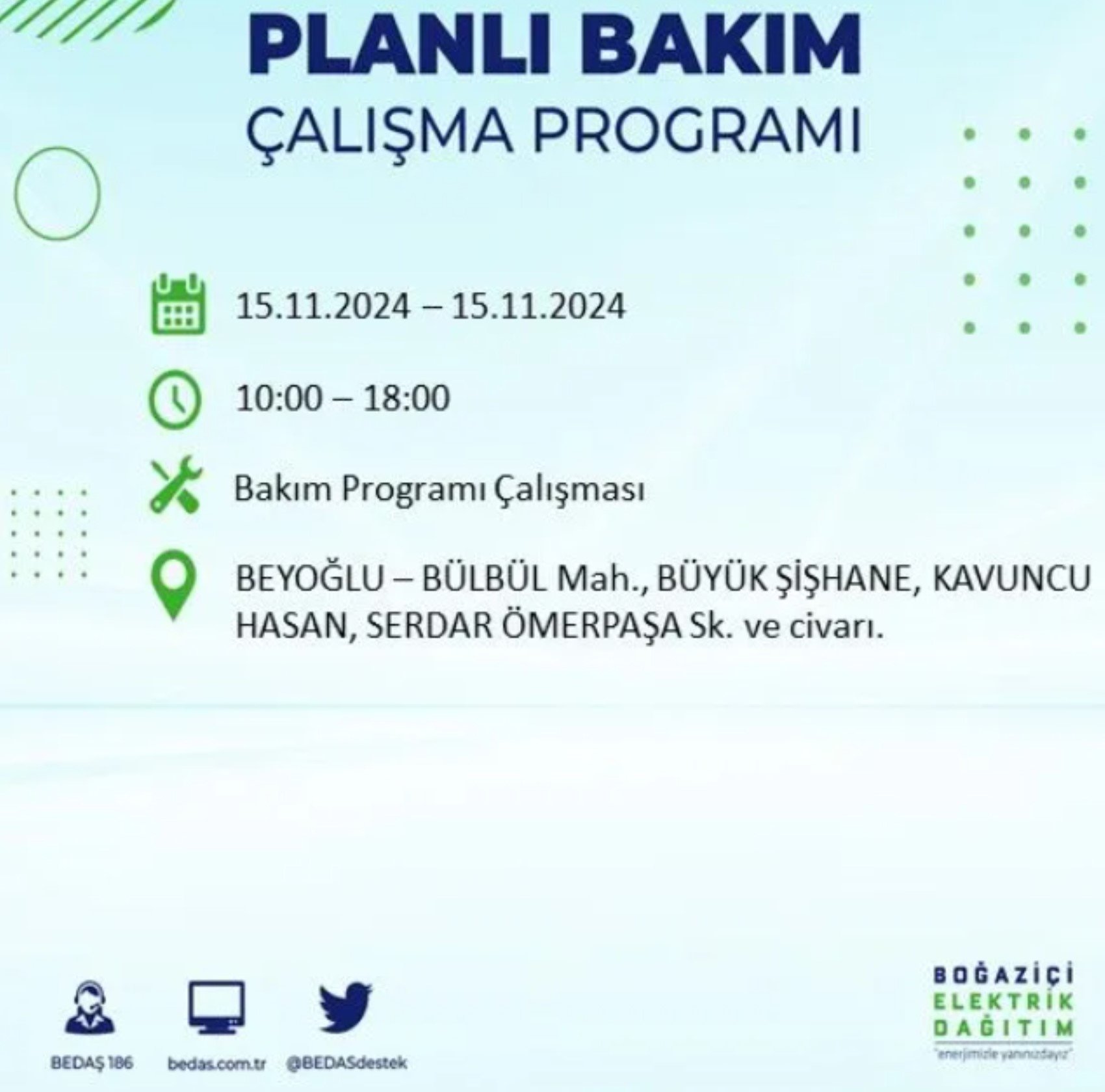 BEDAŞ açıkladı... İstanbul'da elektrik kesintisi: 15 Kasım'da hangi mahalleler etkilenecek?