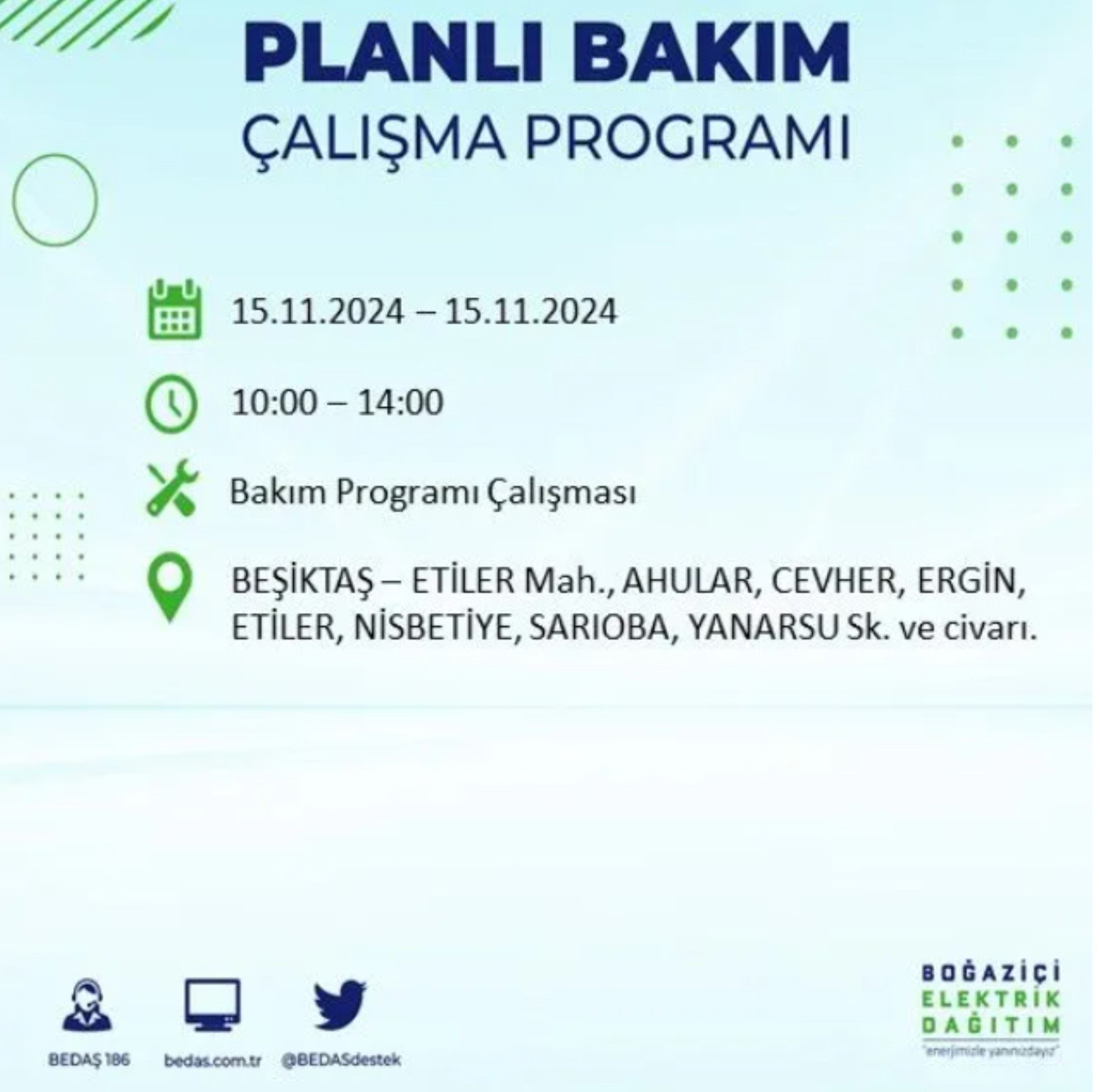 BEDAŞ açıkladı... İstanbul'da elektrik kesintisi: 15 Kasım'da hangi mahalleler etkilenecek?