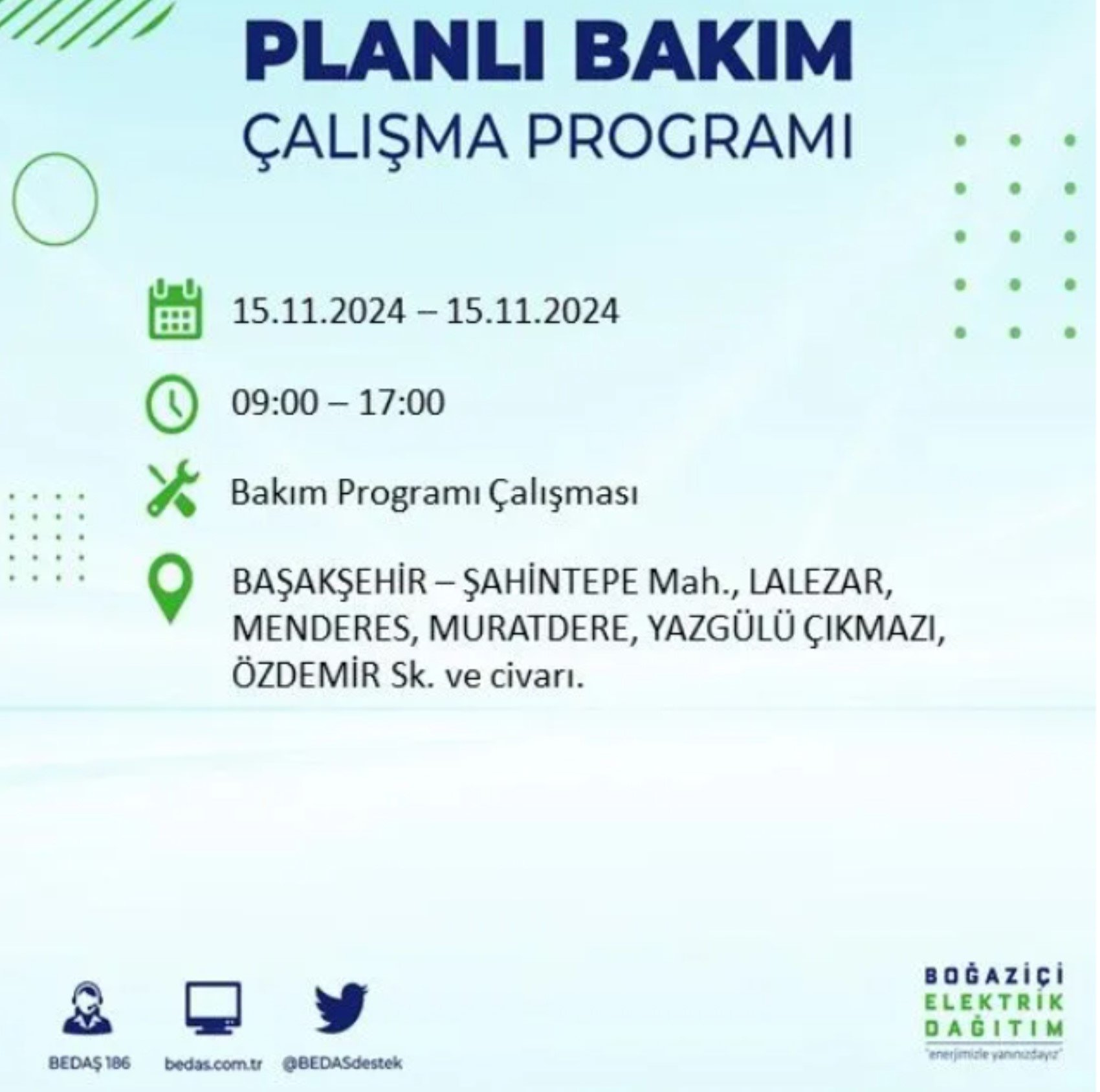 BEDAŞ açıkladı... İstanbul'da elektrik kesintisi: 15 Kasım'da hangi mahalleler etkilenecek?