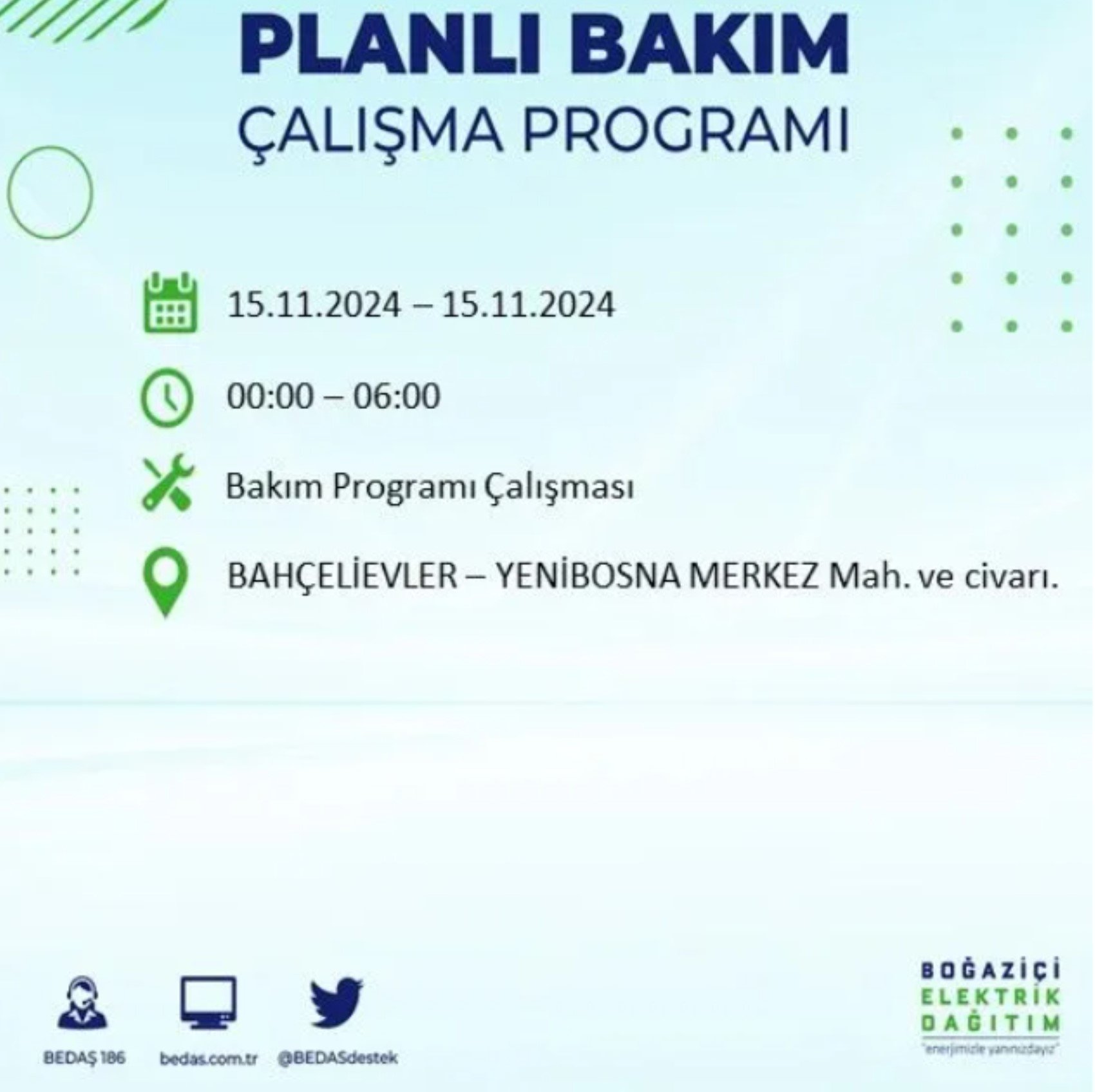 BEDAŞ açıkladı... İstanbul'da elektrik kesintisi: 15 Kasım'da hangi mahalleler etkilenecek?