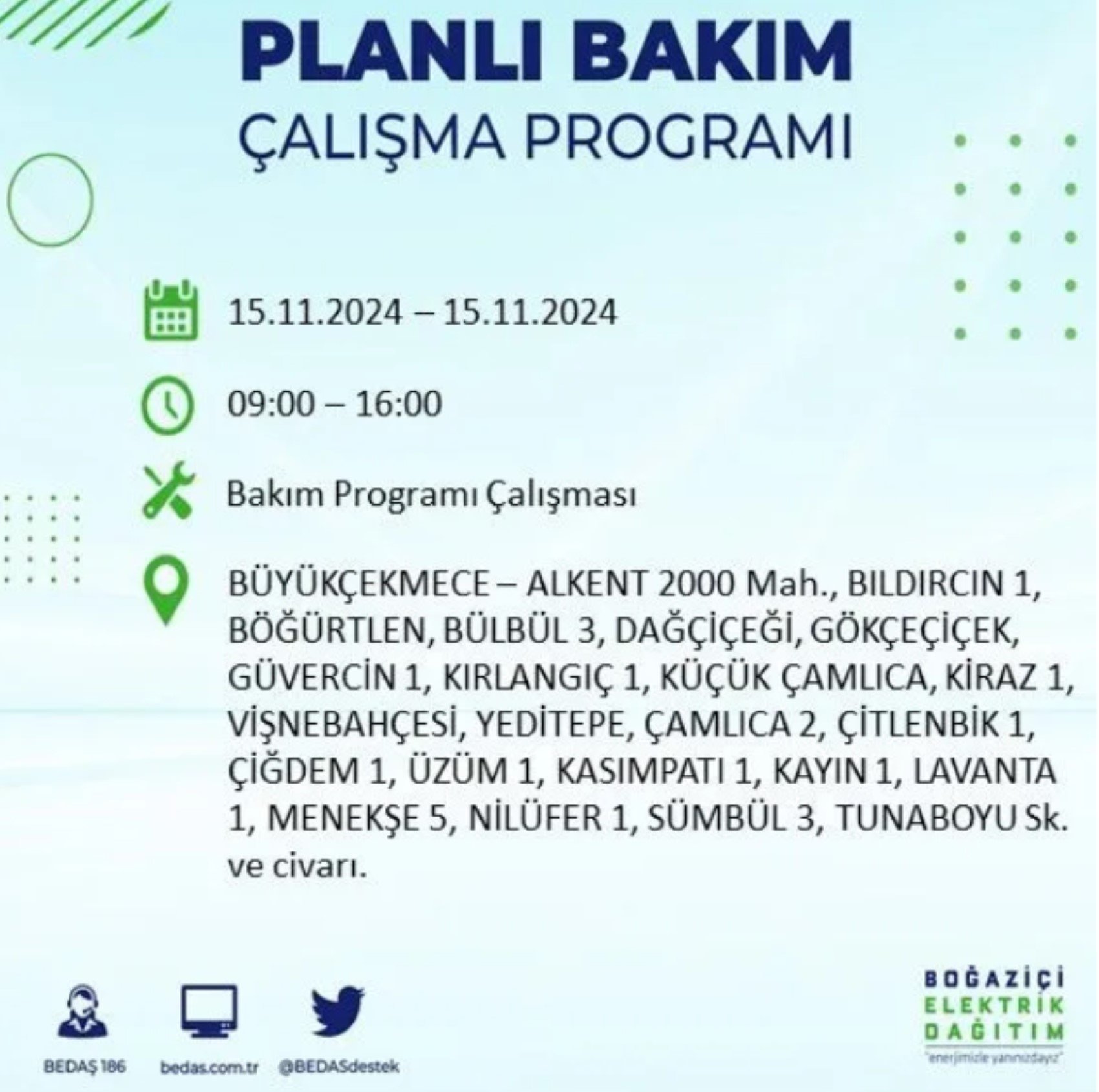 BEDAŞ açıkladı... İstanbul'da elektrik kesintisi: 15 Kasım'da hangi mahalleler etkilenecek?