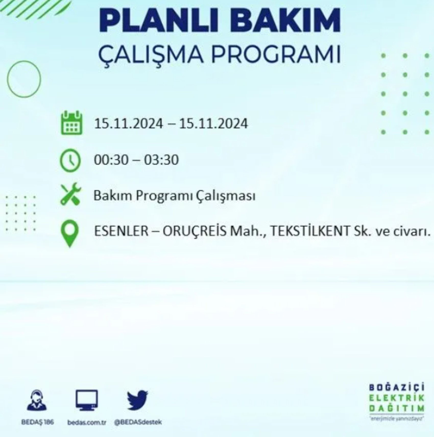 BEDAŞ açıkladı... İstanbul'da elektrik kesintisi: 15 Kasım'da hangi mahalleler etkilenecek?