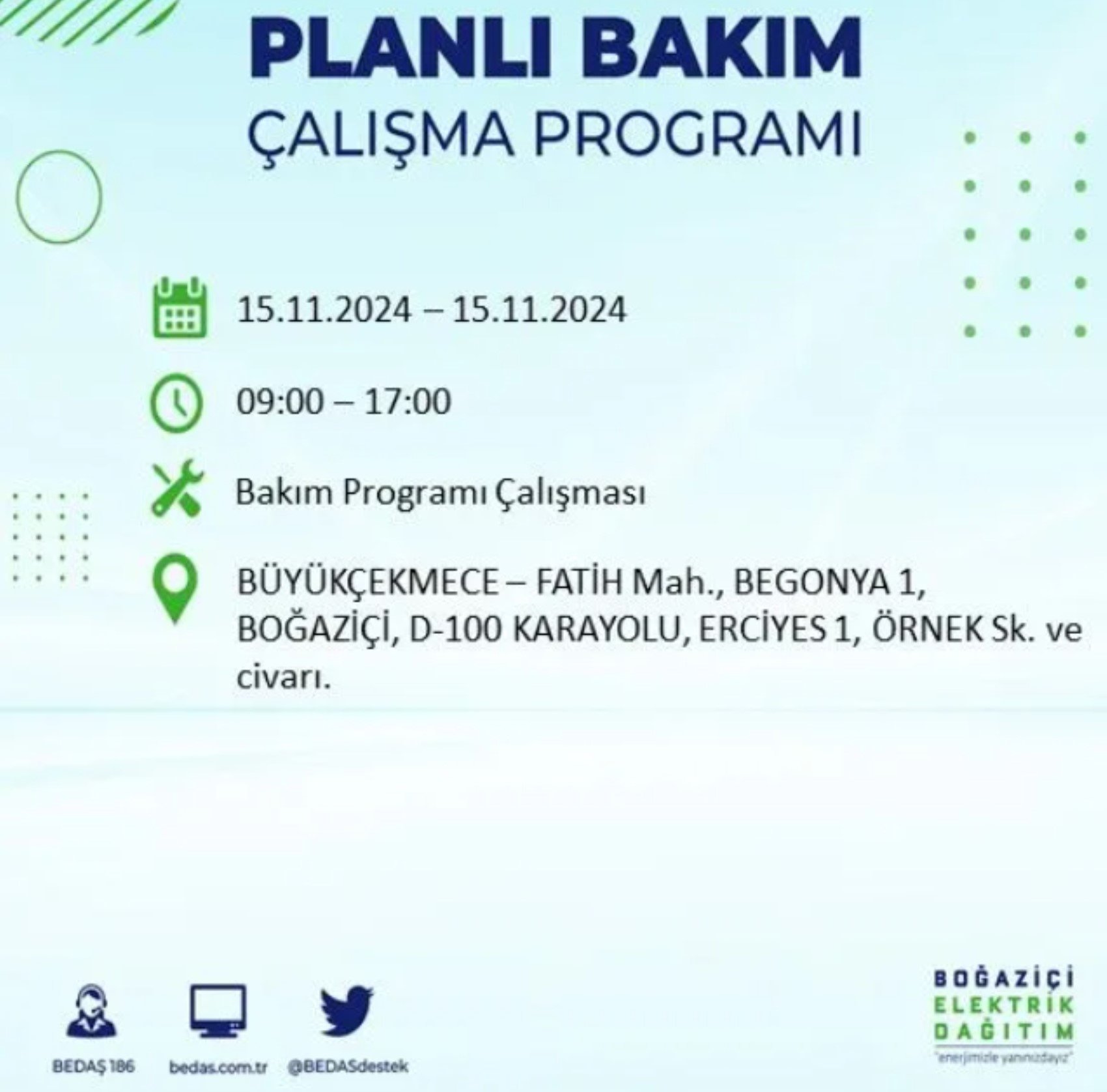 BEDAŞ açıkladı... İstanbul'da elektrik kesintisi: 15 Kasım'da hangi mahalleler etkilenecek?