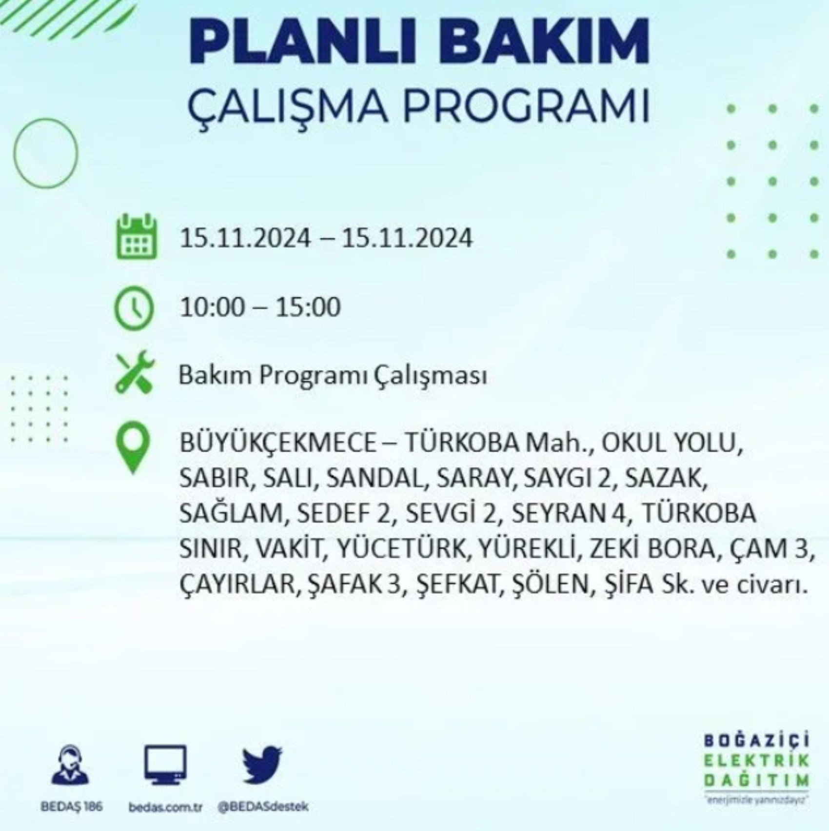 BEDAŞ açıkladı... İstanbul'da elektrik kesintisi: 15 Kasım'da hangi mahalleler etkilenecek?