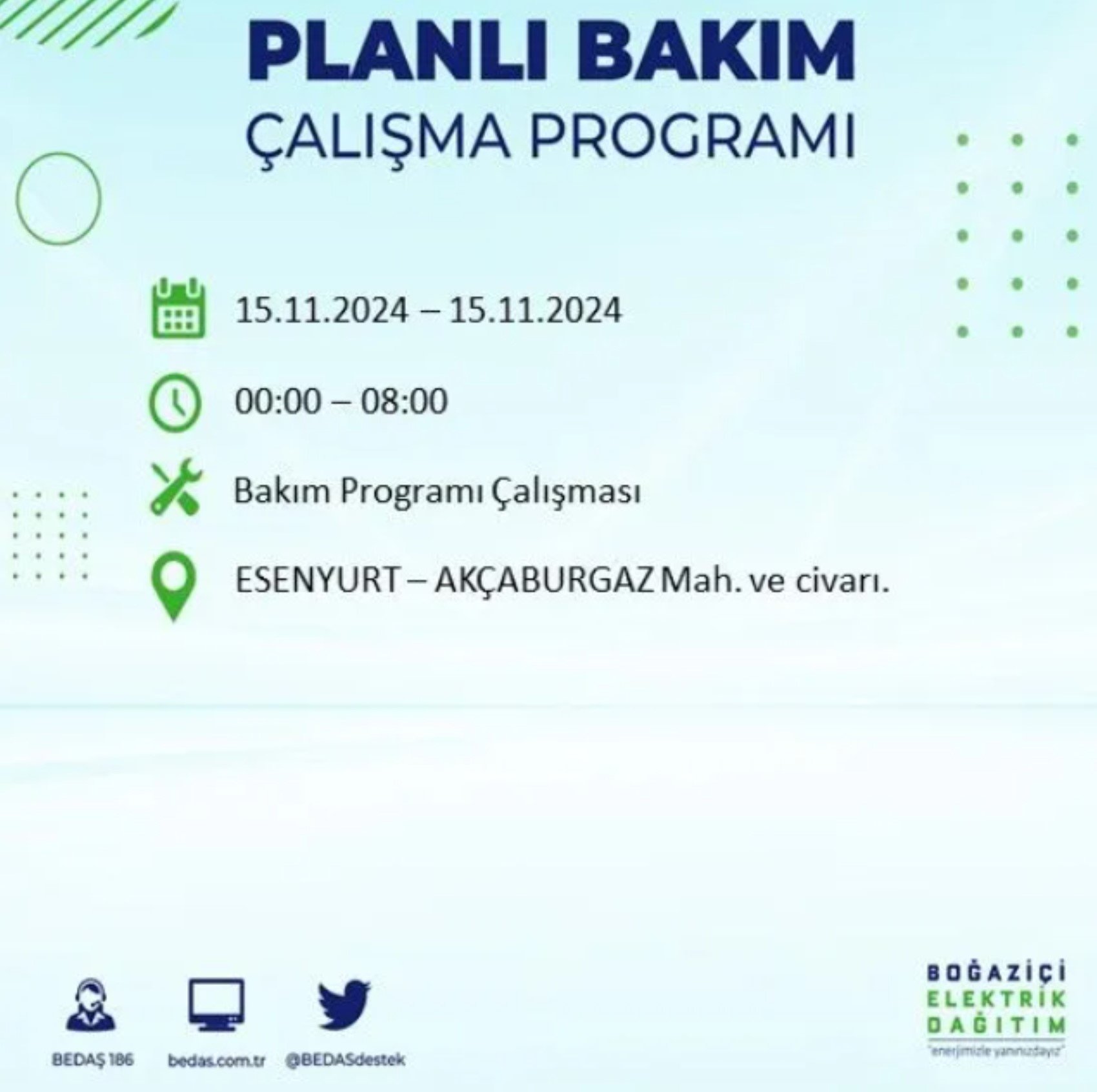 BEDAŞ açıkladı... İstanbul'da elektrik kesintisi: 15 Kasım'da hangi mahalleler etkilenecek?