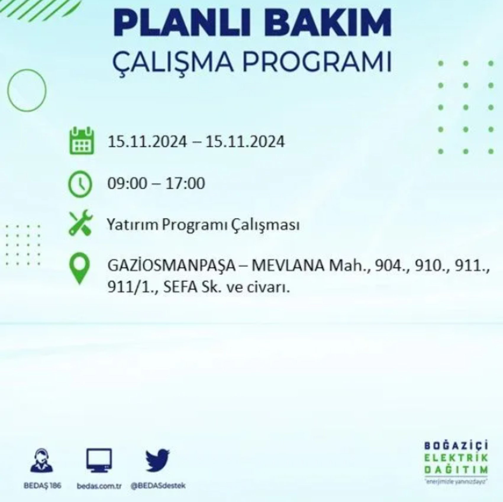 BEDAŞ açıkladı... İstanbul'da elektrik kesintisi: 15 Kasım'da hangi mahalleler etkilenecek?