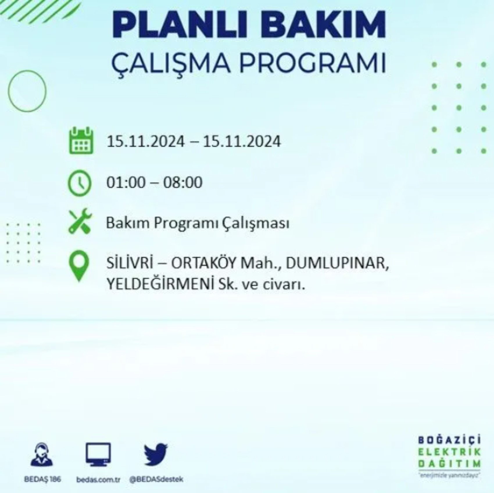 BEDAŞ açıkladı... İstanbul'da elektrik kesintisi: 15 Kasım'da hangi mahalleler etkilenecek?