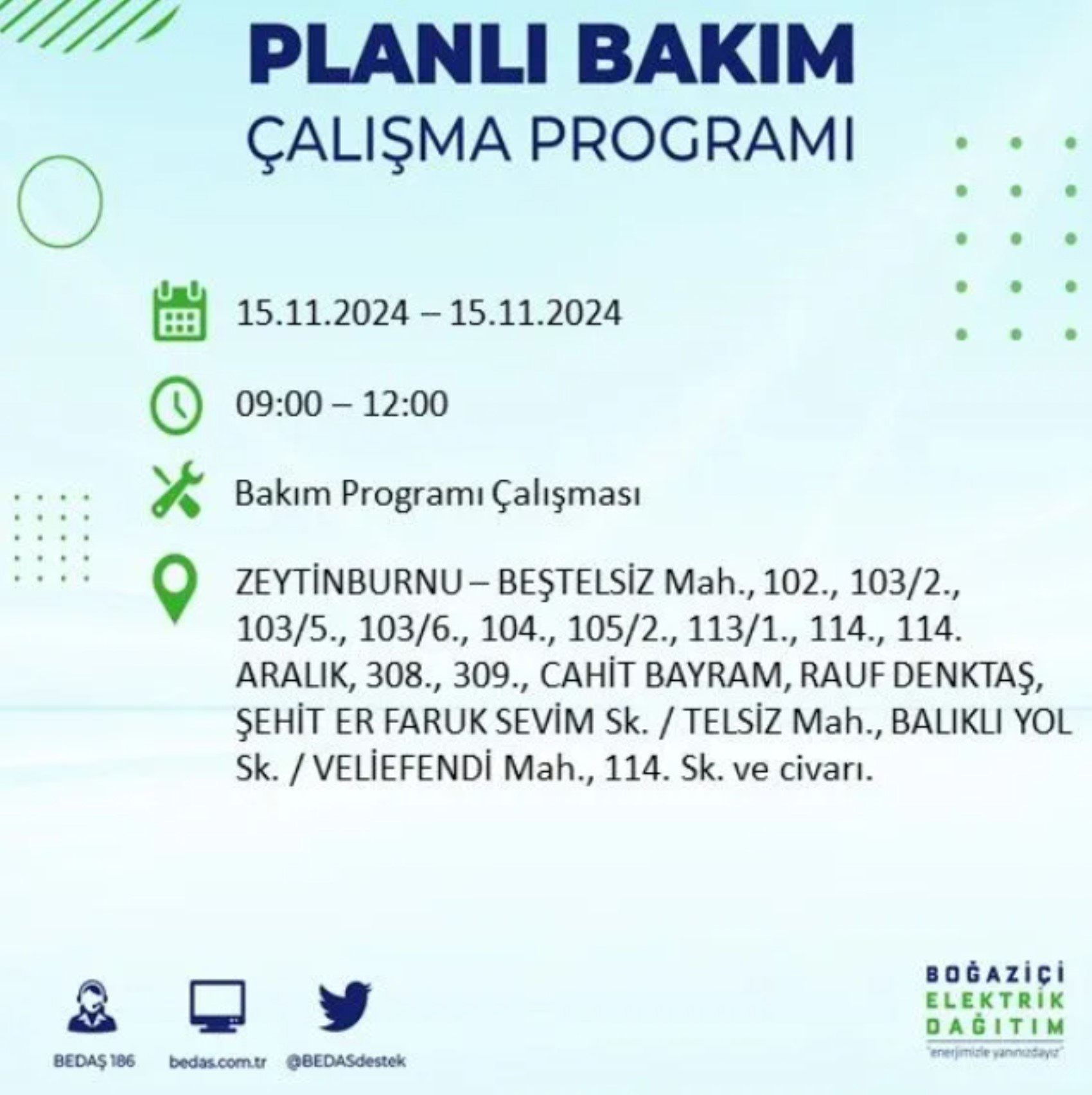 BEDAŞ açıkladı... İstanbul'da elektrik kesintisi: 15 Kasım'da hangi mahalleler etkilenecek?